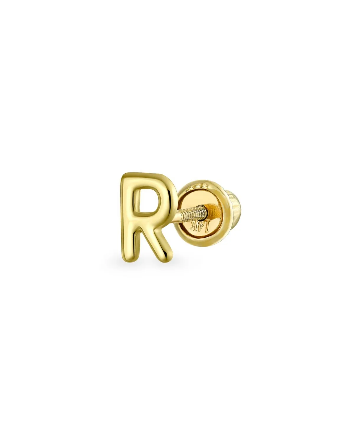 Tiny 14K Gold Alphabet Letter Initial 1 Stud Earring Piercing Screw-Back by Bling Jewelry