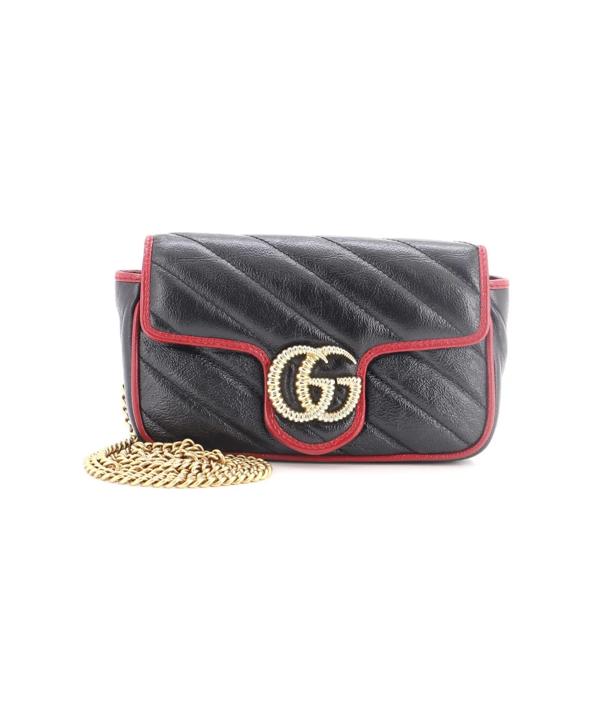 Pre-Owned Gucci Super Mini Gg Marmont Flap Bag Diagonal Quilted Leather by Gucci