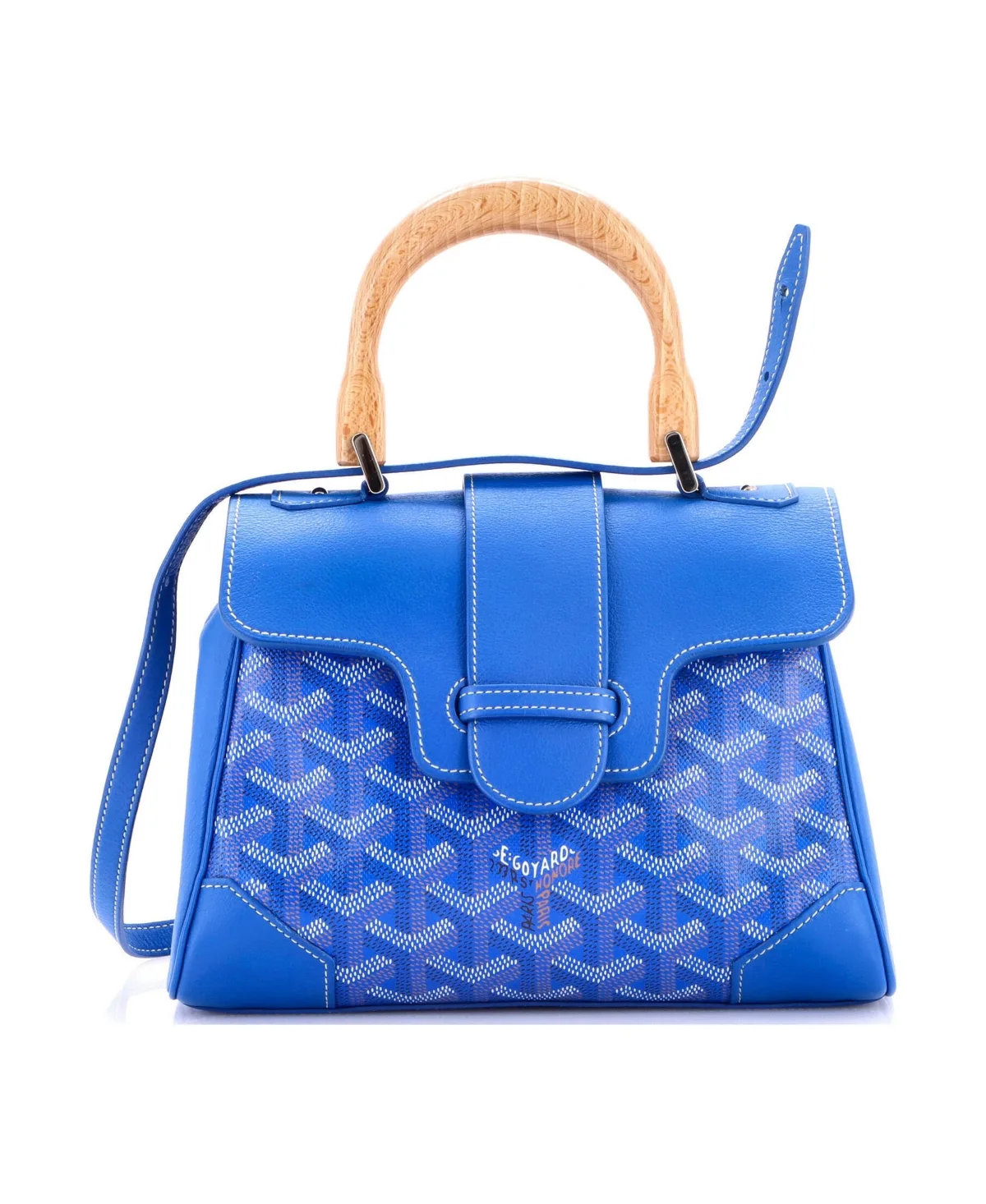 Pre-Owned Goyard Mini Saigon Top Handle Bag Coated Canvas with Leather by Pre Owned Goyard
