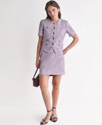 Novelty Crewneck Blazer Skirt Suit by BCBG