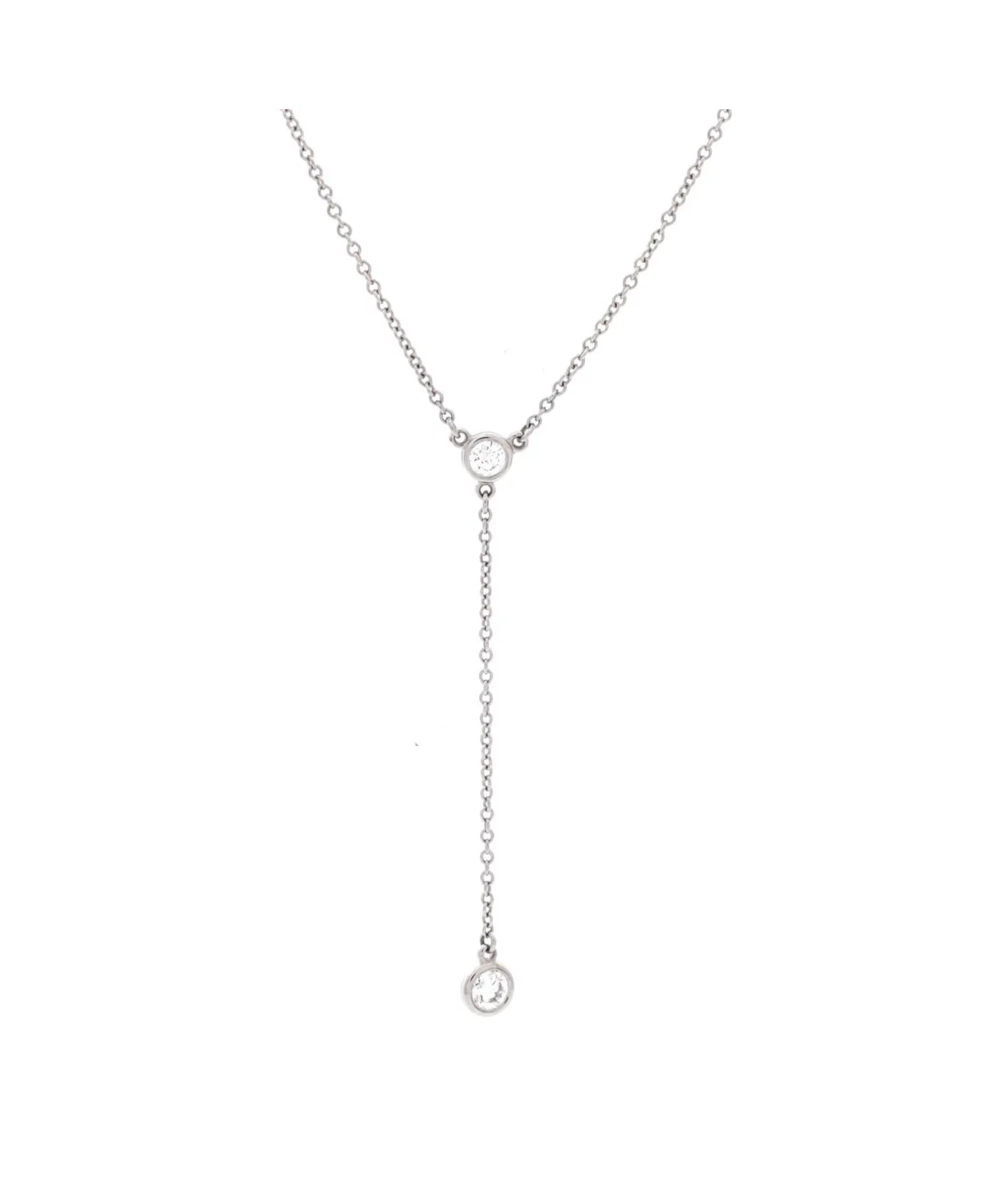Pre-Owned Tiffany and Co Elsa Peretti Diamonds by the Yard Lariat Necklace - Platinum (pt950) by Tiffany & Co.