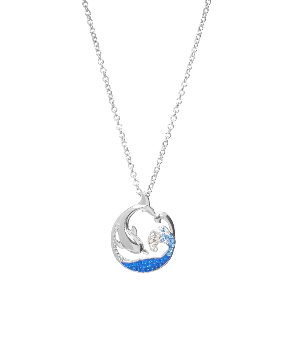Silver-Tone Crystal Wave Pendant Necklace by Macy's