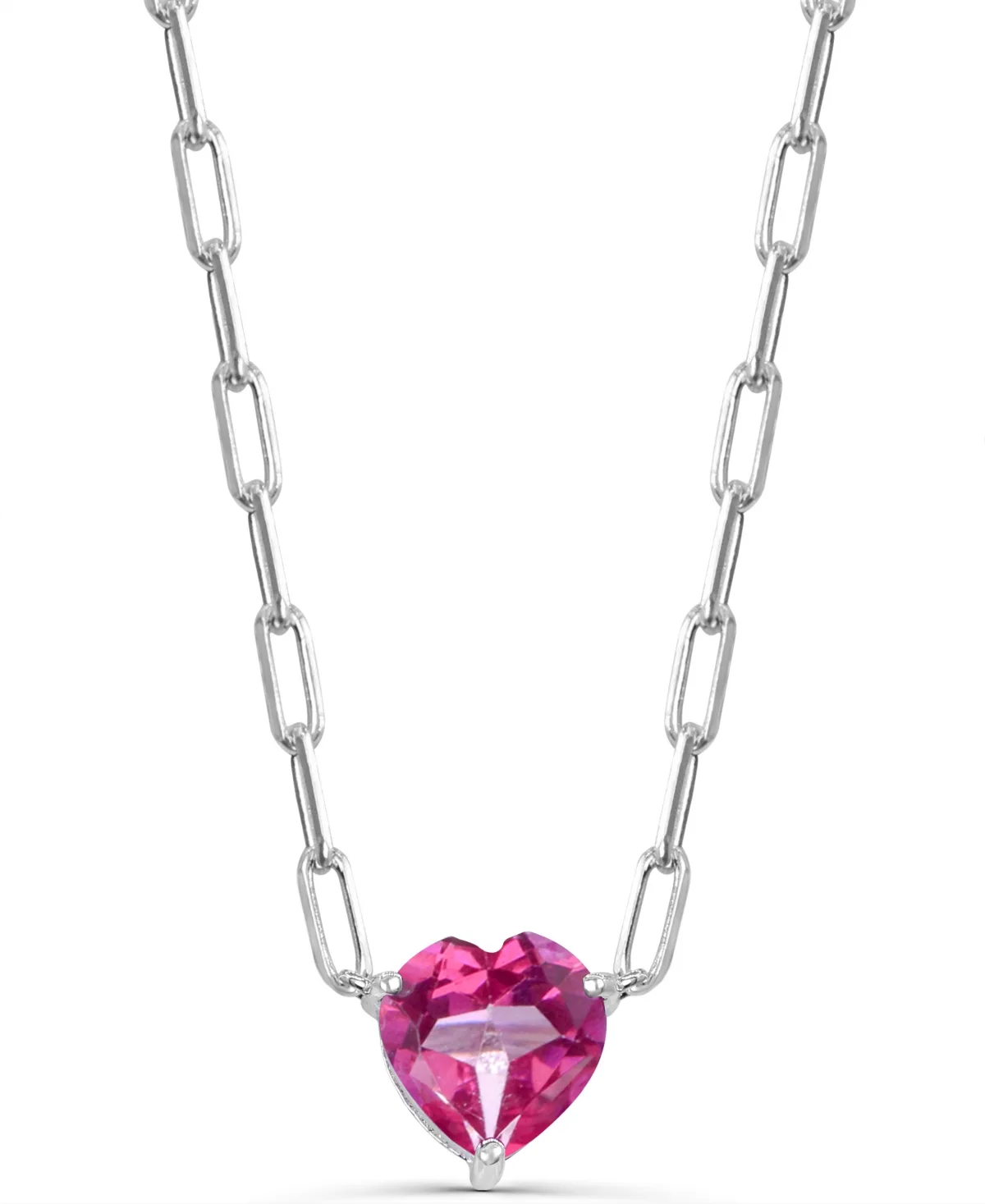 Topaz Hearts Pendant with Paperclip Link Chain (1-3/4 ct. t.w.) in Sterling Silver by Macy's
