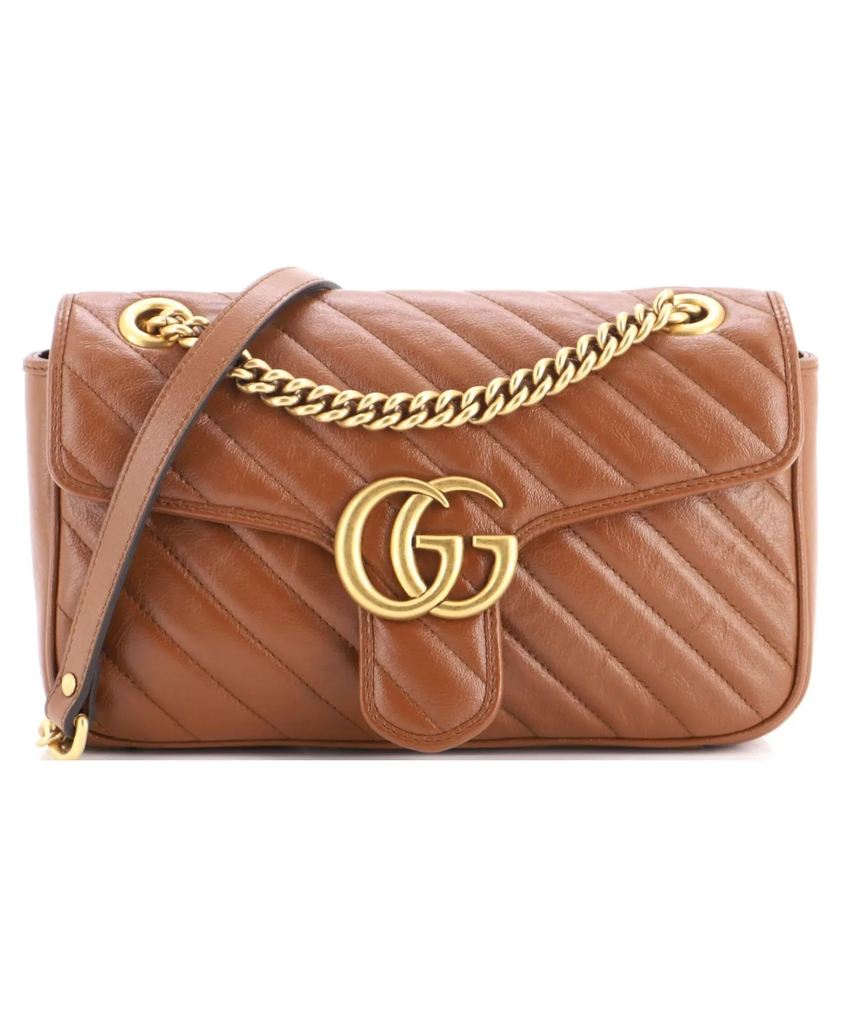 Pre-Owned Gucci Small Gg Marmont Flap Bag Matelasse Leather by Gucci