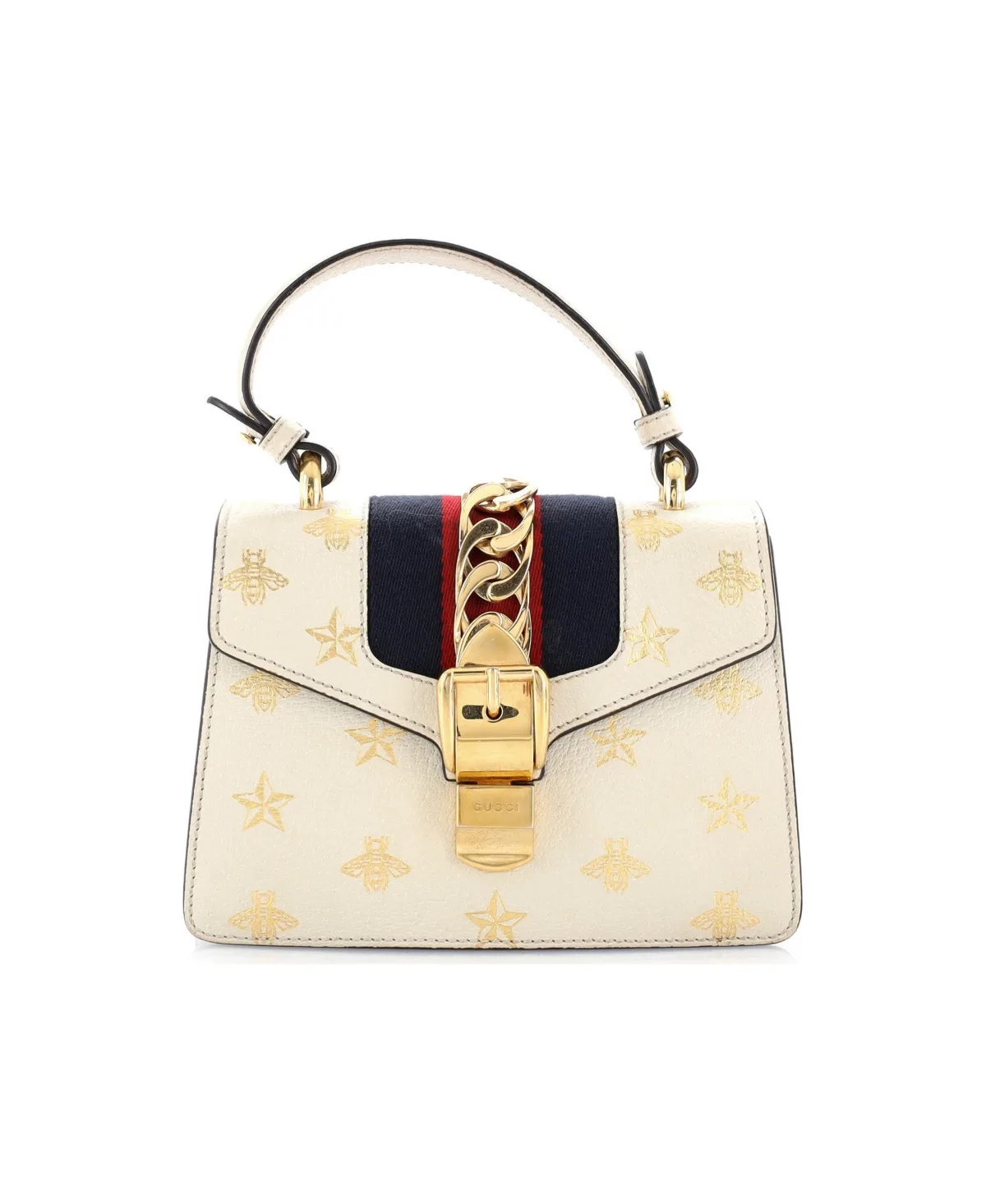 Pre-Owned Gucci Mini Sylvie Top Handle Bag Printed Leather by Gucci