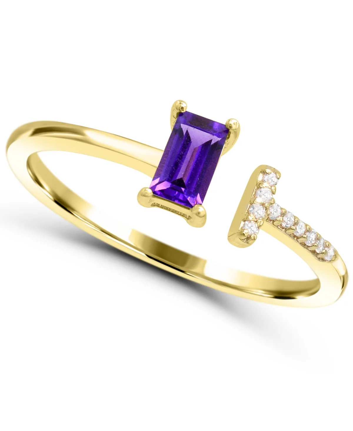Amethyst (1/5 ct. t.w.) and Diamond Accent Ring in 14k Gold-Plated Sterling Silver by Macy's