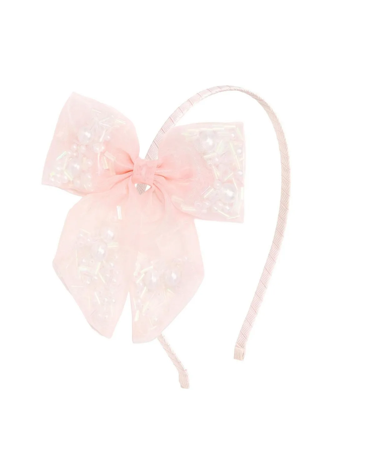 Pearl Confetti Bow Satin Lined Headband by Sweet Wink
