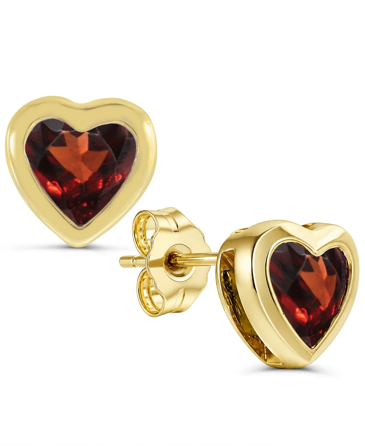 Garnet (1/2 ct. t.w.) Heart Stud Earrings in Gold-Plated Sterling Silver by Macy's