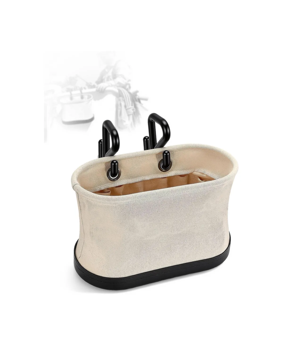 Canvas Bucket Bag with Hooks 14 Pocket Oval Tool Organizer for Lineman Heavy Duty by Xdovet