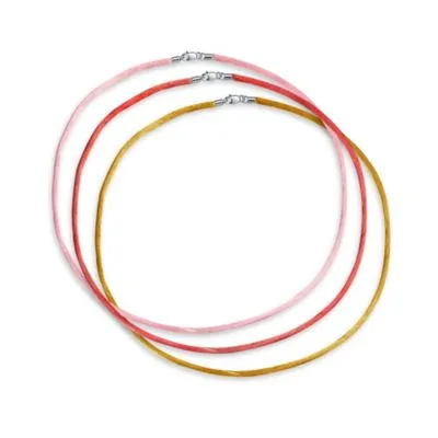Set of Three Satin Cord Necklaces Multi Colors 16 Inch with Silver Clasp by Bling Jewelry