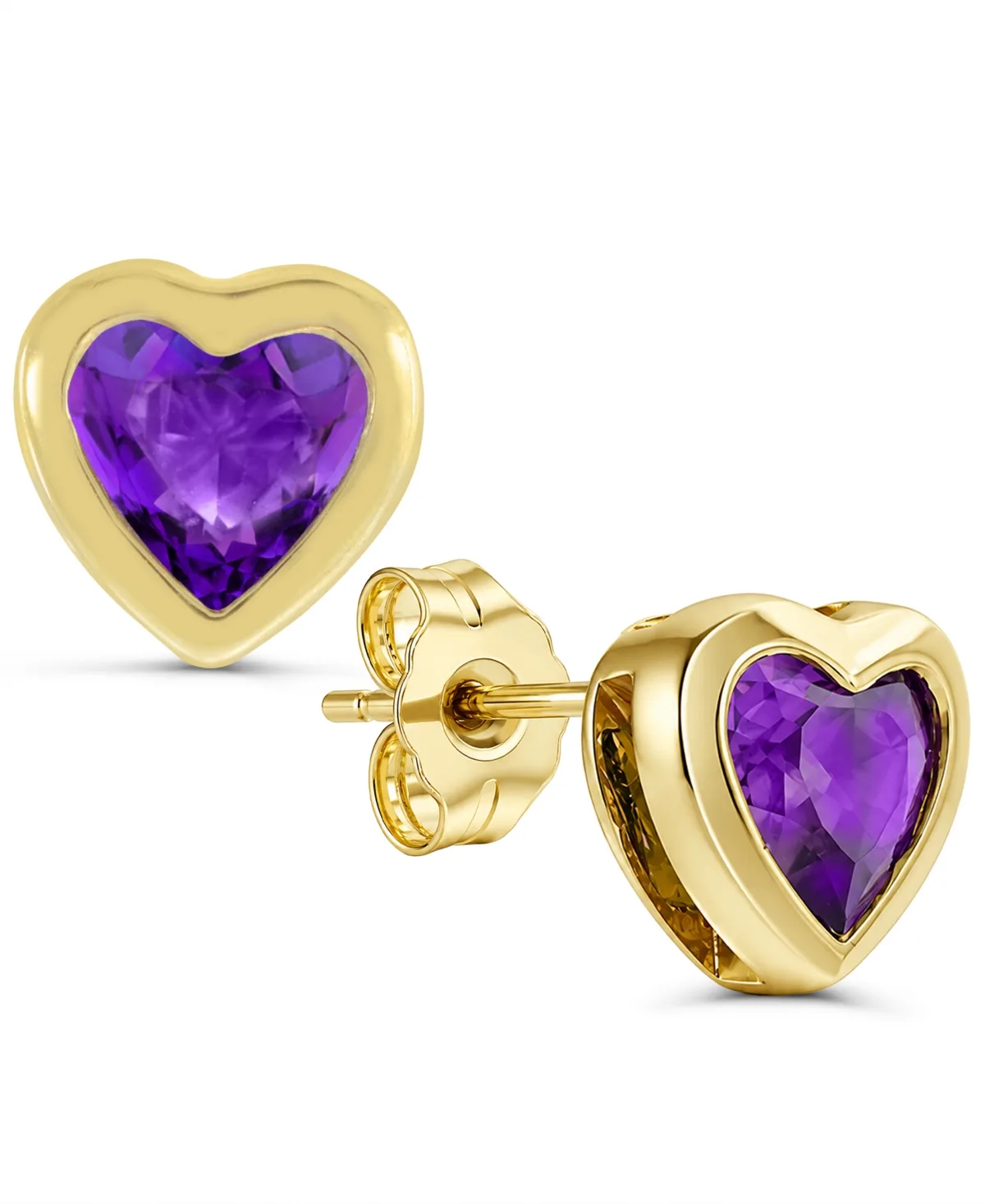 Amethyst (1/3 ct. t.w.) Heart Stud Earrings in 14k Gold-Plated Sterling Silver by Macy's