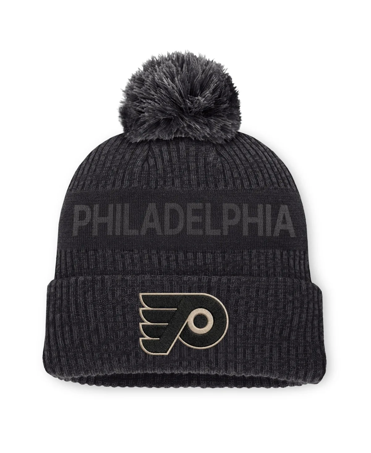 Philadelphia Flyers Road Phantom Cuffed Knit with Pom Hat by Fanatics