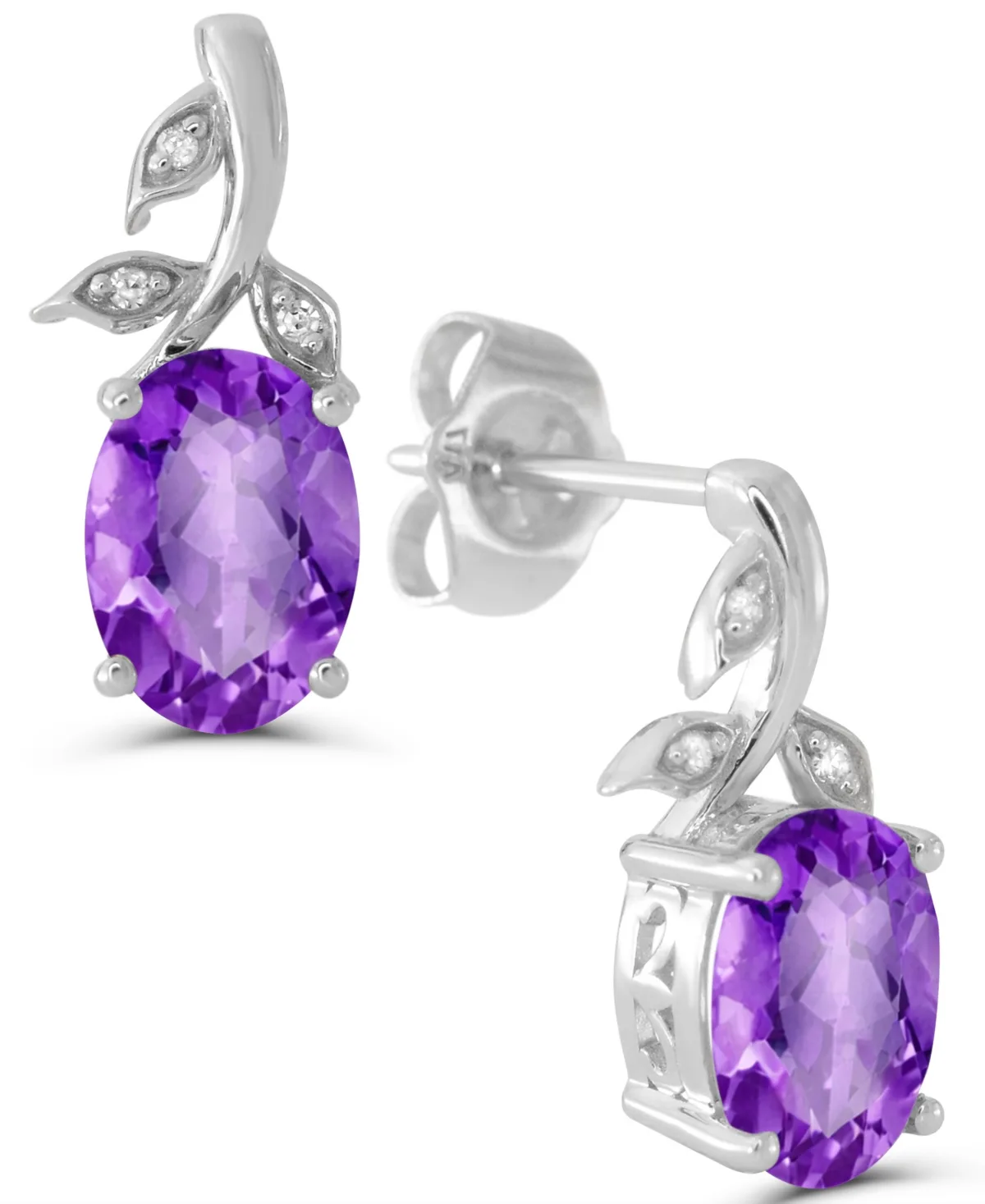Amethyst and Diamond Accent Drop Earrings (1-1/8 ct. t.w.) in Sterling Silver by Macy's