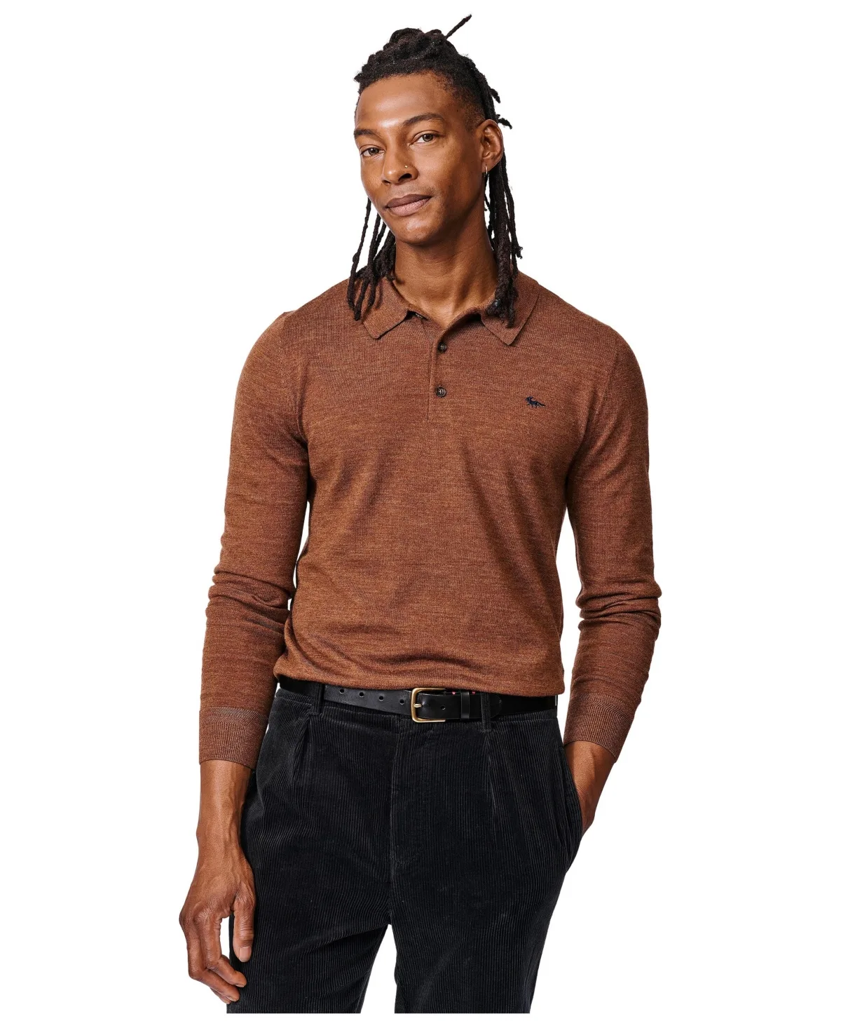 Chapel Merino Long Sleeve Polo by Aubin