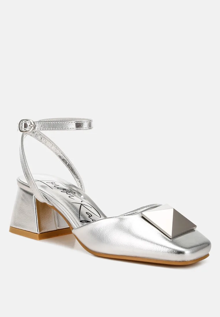 Griselda Brooch Detail Ankle Strap Sandals by London Rag