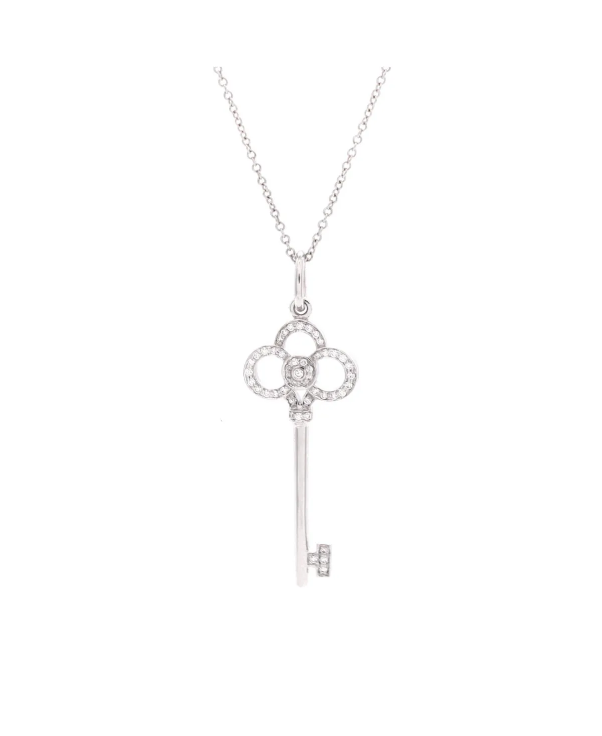 Pre-Owned Tiffany and Co Crown Key Pendant Necklace - 18k White Gold by Tiffany & Co.