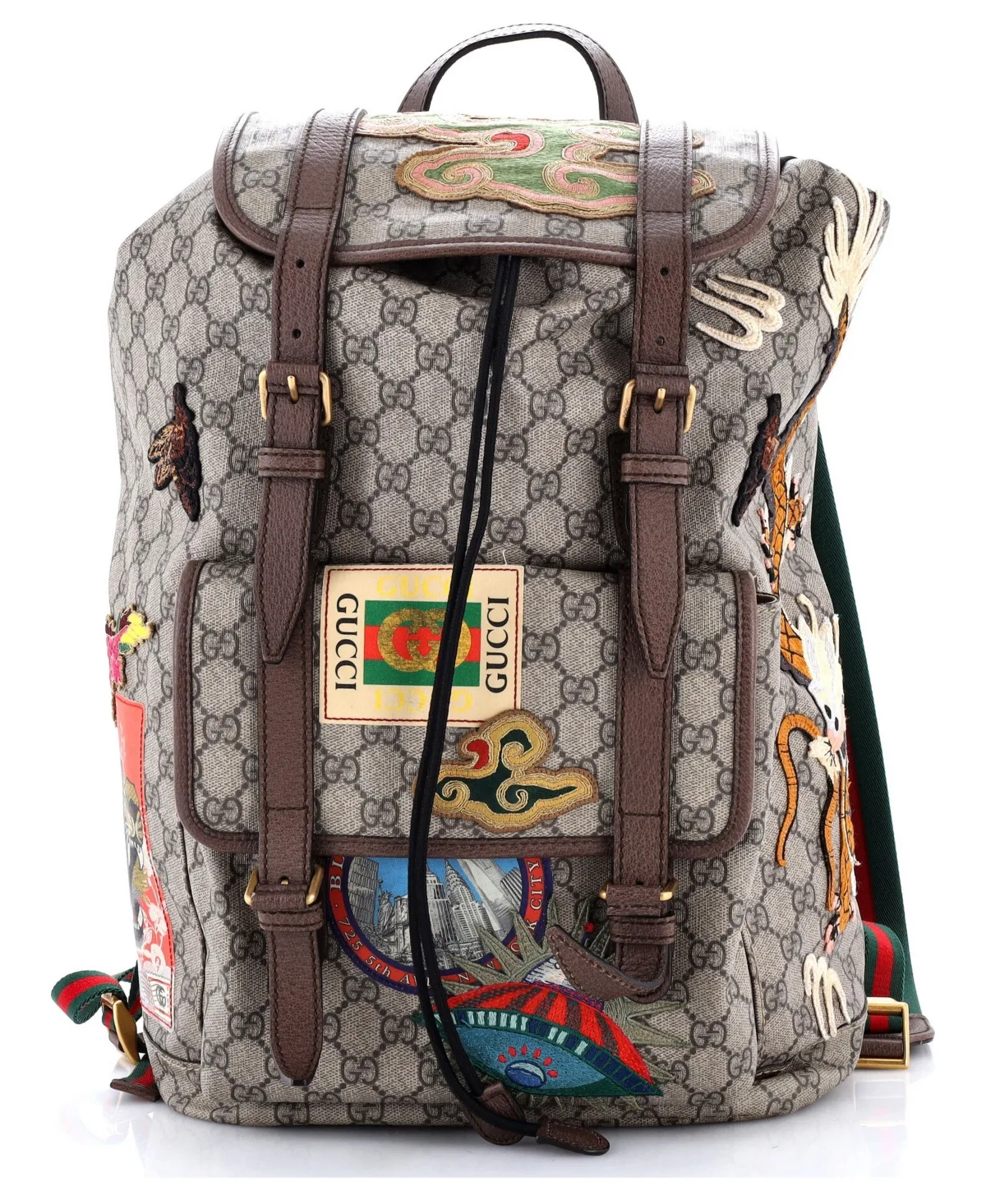 Pre-Owned Gucci Large Courrier Soft Backpack Gg Coated Canvas with Applique by Gucci