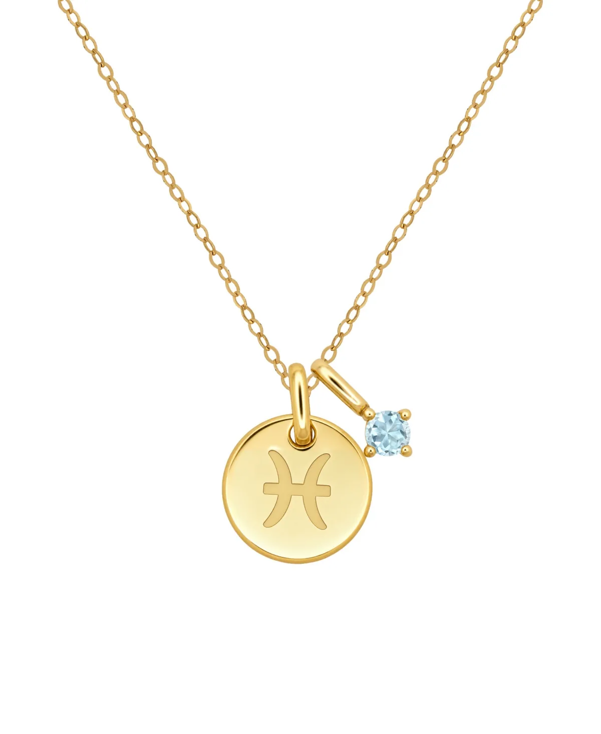 Aquamarine Pisces Zodiac Pendant Necklace (1/8 ct. t.w.) in 14k Gold by Macy's