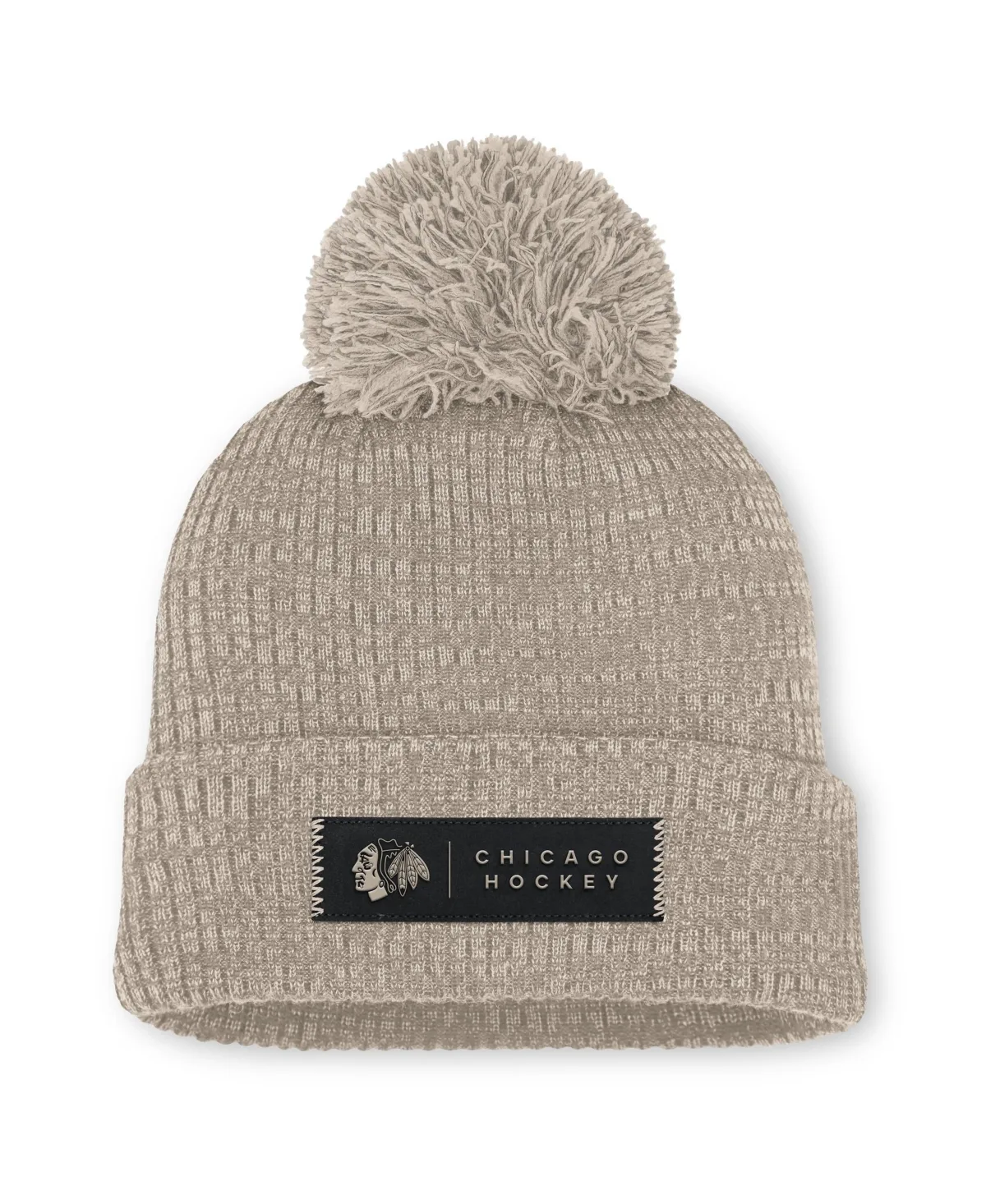 Chicago Blackhawks Authentic Pro Road Cuffed Knit with Pom Hat by Fanatics