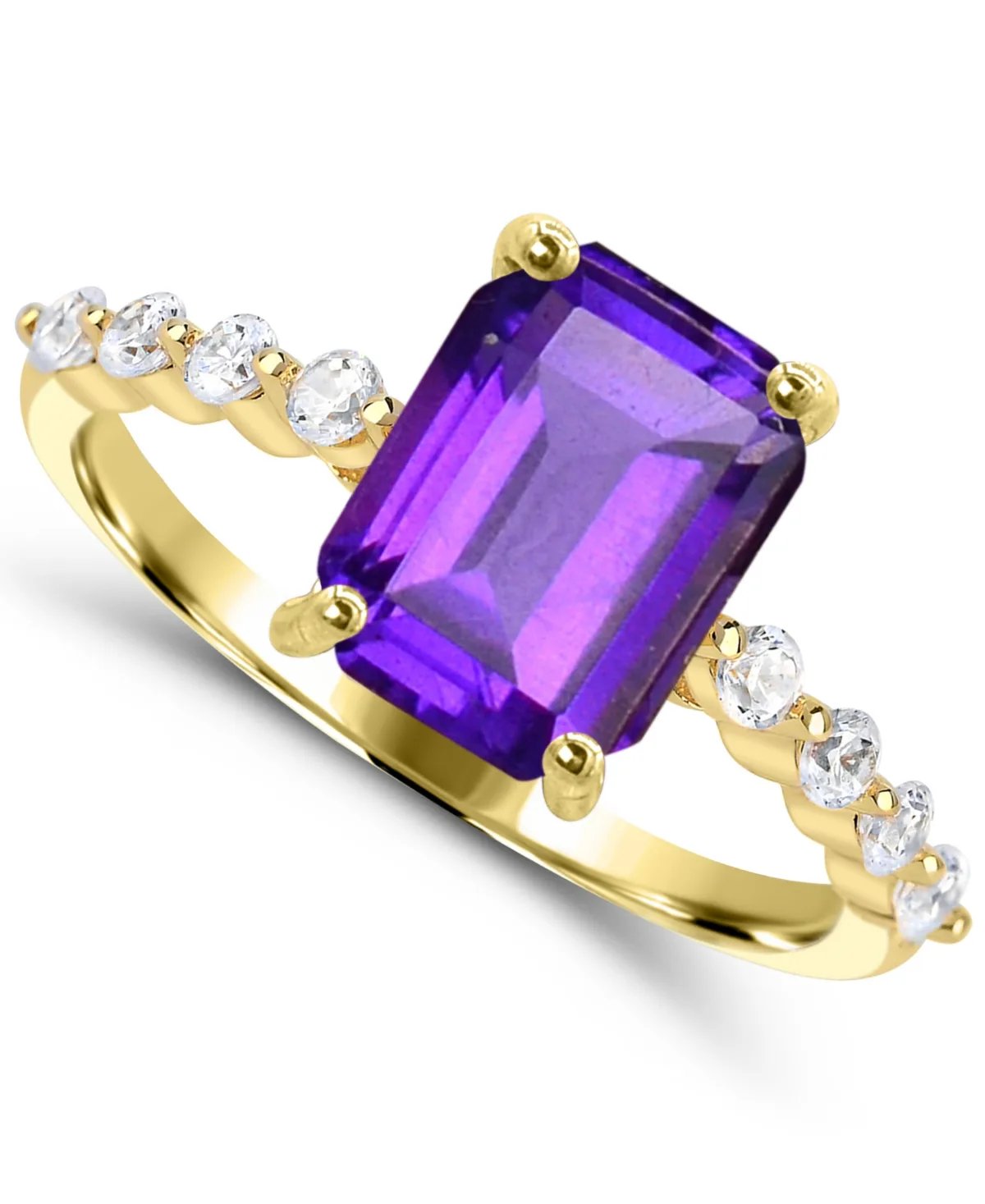 Amethyst Cocktail & Statement Ring (1-1/5 ct. t.w. Amethyst and 1/10 ct. t.w. White Topaz) in 14k Gold-Plated Sterling Silver by Macy's