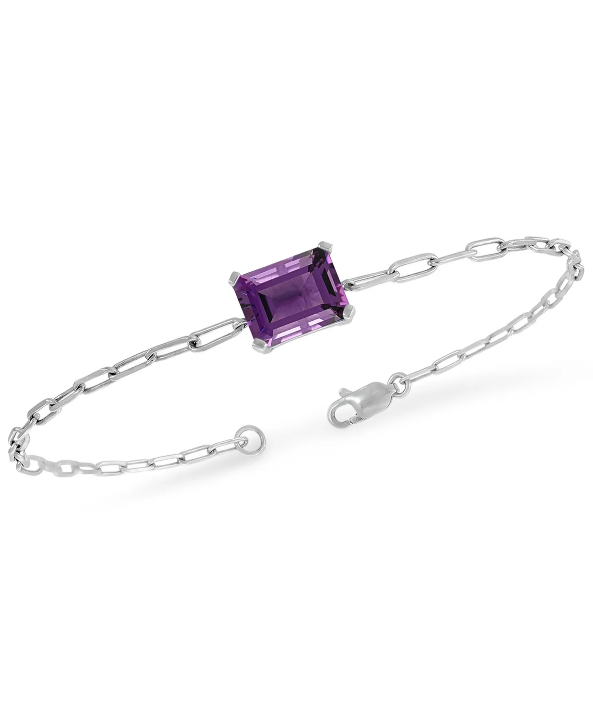 Amethyst Paperclip Link High-Polished Bracelet (1-5/8 ct. t.w.) in Sterling Silver by Macy's