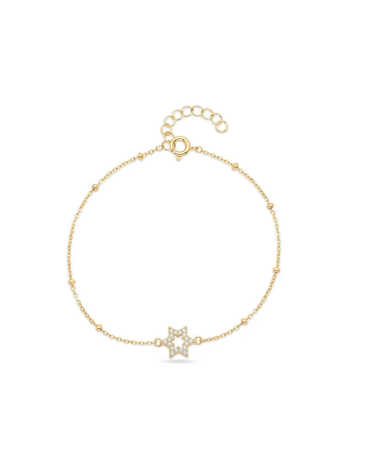 Cubic Zirconia Gold-Tone Star of David Adjustable Bracelet by Etoielle