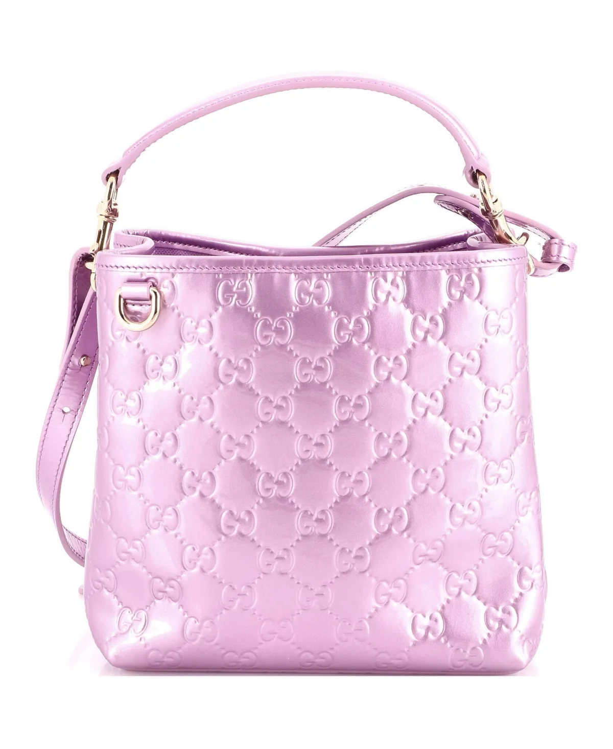 Pre-Owned Gucci Small Emblem Bucket Bag Gg Embossed Patent by Gucci