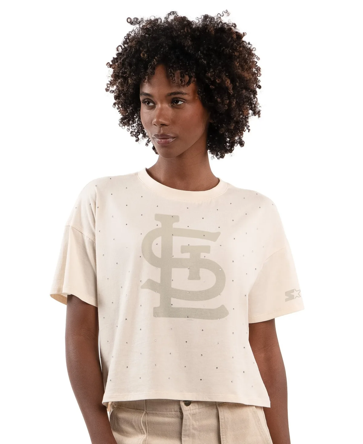 St. Louis Cardinals Rhinestone Sprinkle Boxy Cropped T-Shirt by Starter