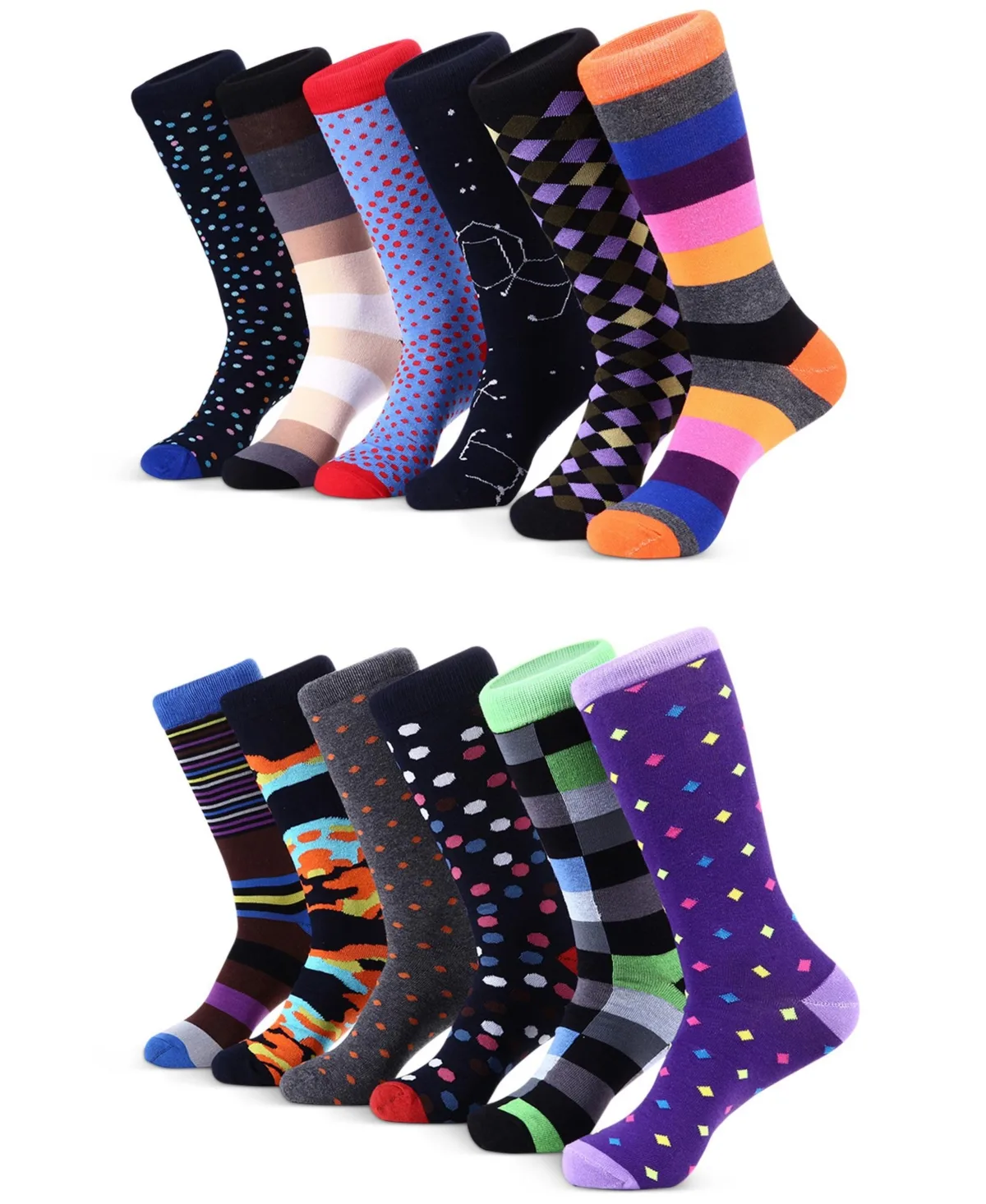 Spring Zest Fun Dress Socks 12 Pack by Mio Marino