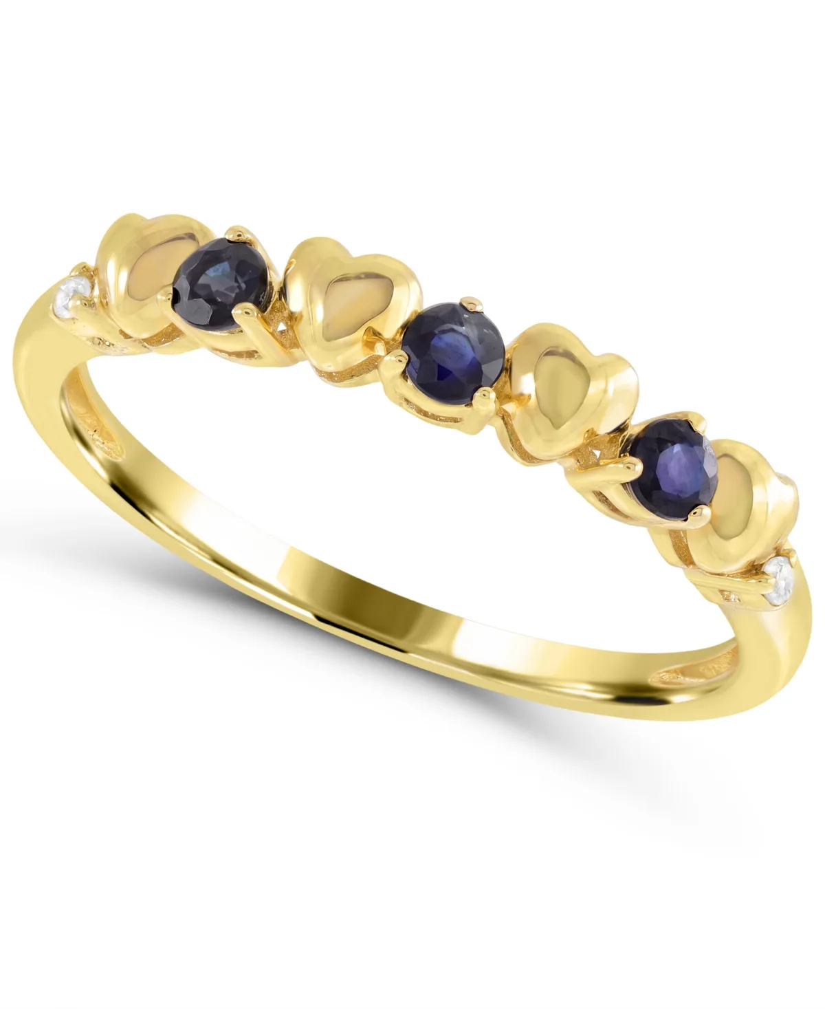 Lab-Grown Blue Sapphire and Lab-Grown White Sapphire Stackable Heart Ring (1/6 ct. t.w.) in 14k Gold-Plated Sterling Silver by Macy's
