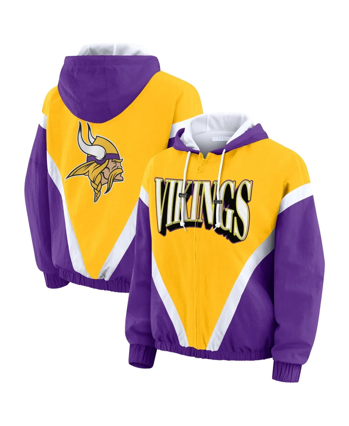 Minnesota Vikings Plus Size Retro Crinkle Full-Zip Hoodie Windbreaker Jacket by Wear by Erin Andrews