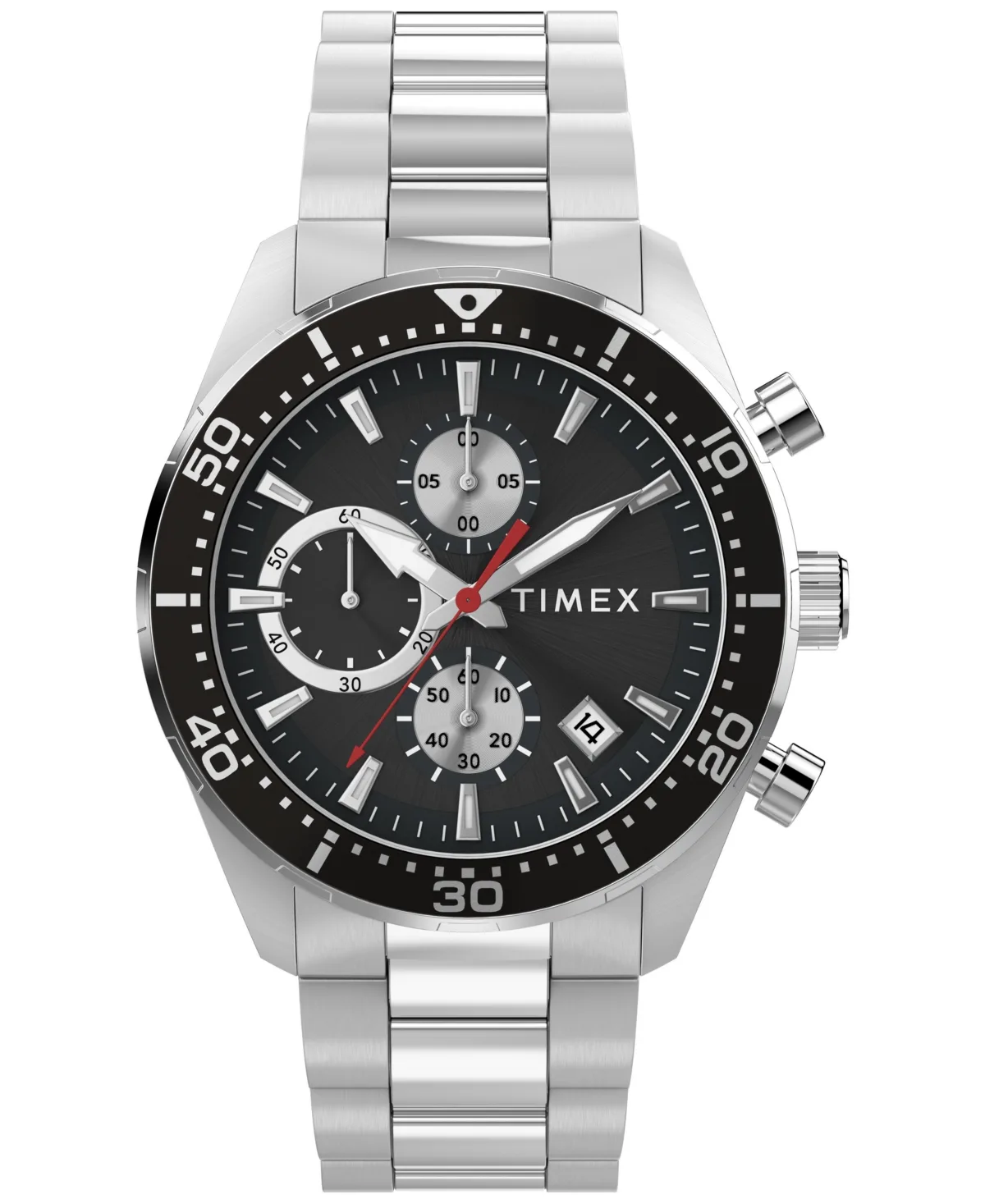 Quartz Chronograph Silver-Tone Stainless Steel Watch 42mm by Timex