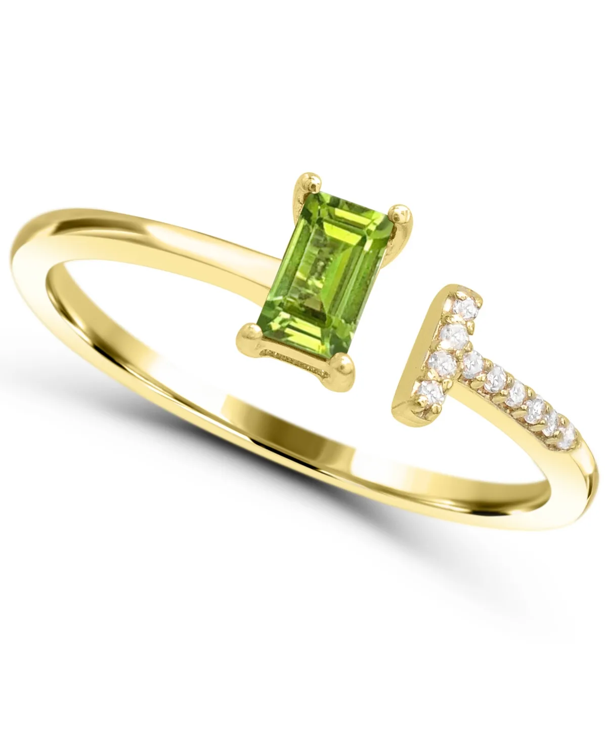 Peridot and Diamond Accent Ring (1/4 ct. t.w.) in 14k Gold-Plated Sterling Silver by Macy's