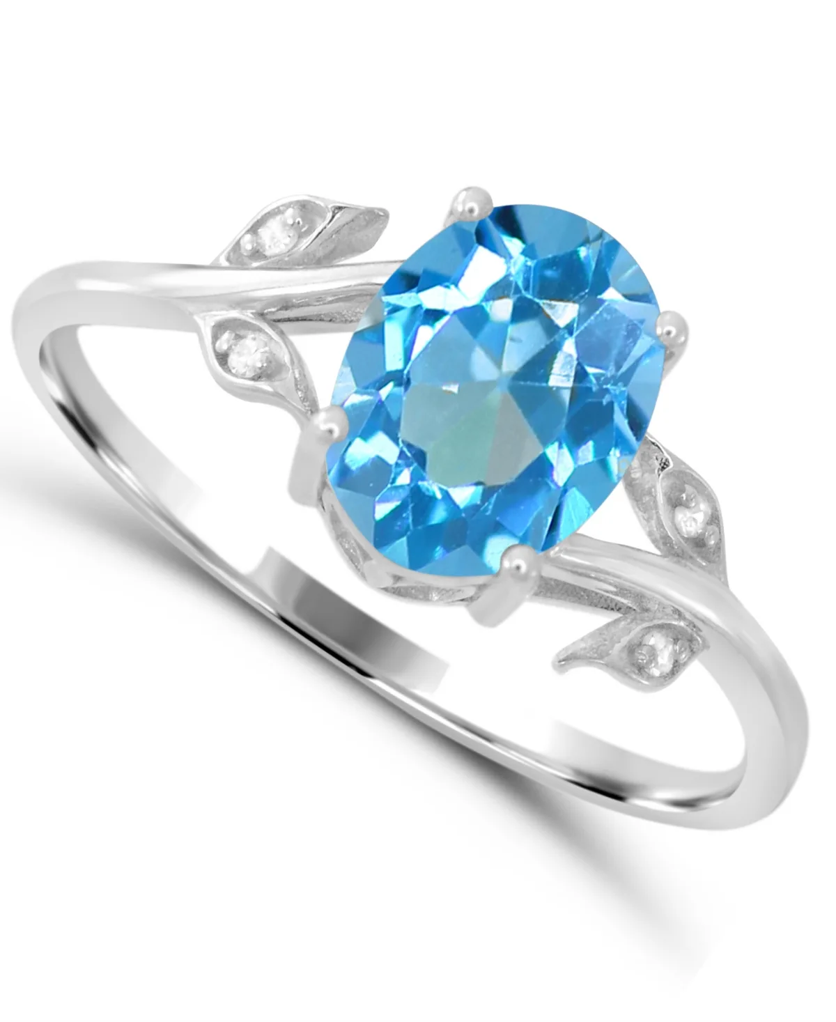 Swiss Blue Topaz and Diamond Accent Cocktail Ring (1-1/5 ct. t.w.) in Sterling Silver by Macy's