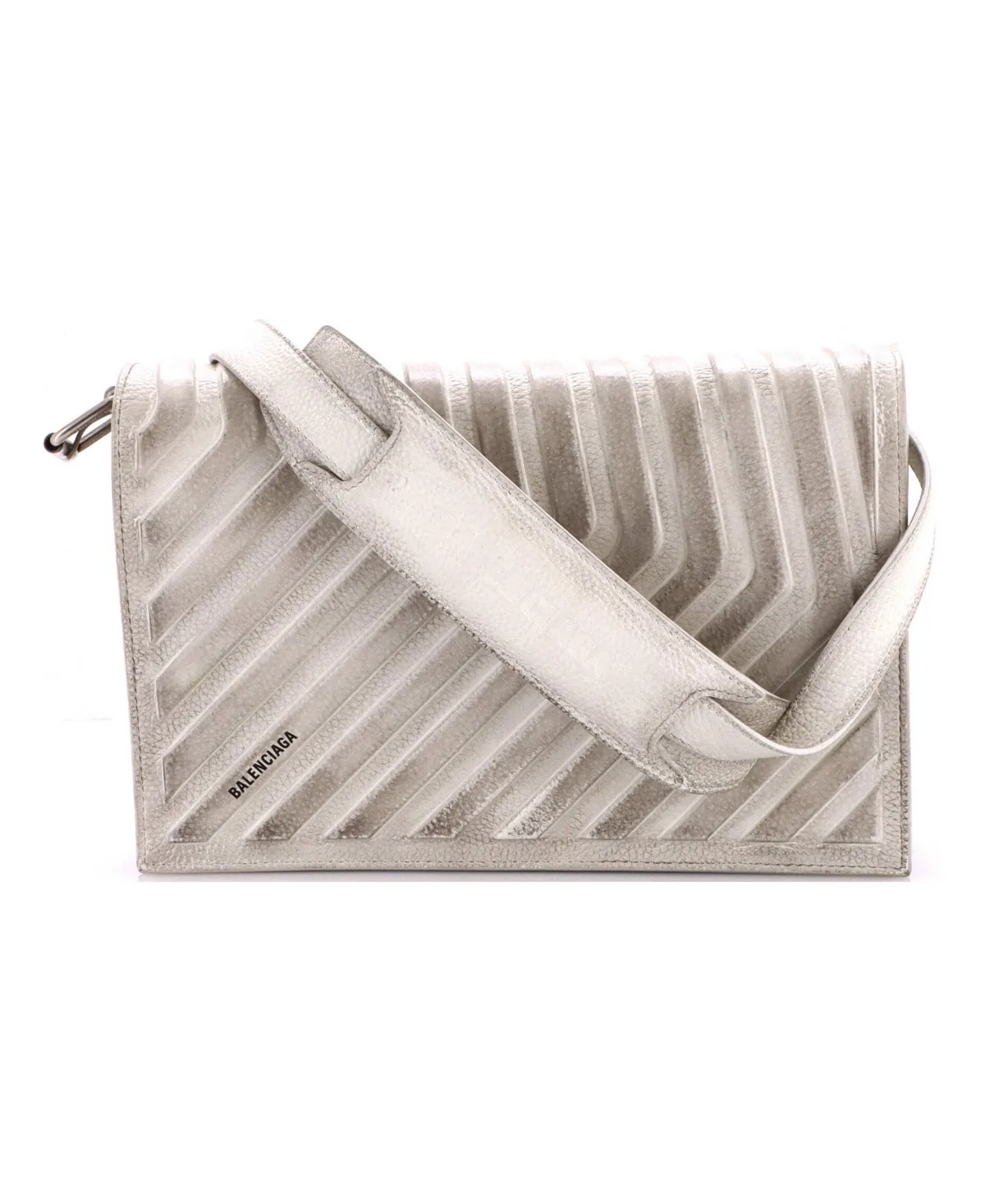 Pre-Owned Balenciaga Car Hybrid Wallet with Strap Distressed Embossed Leather by Balenciaga