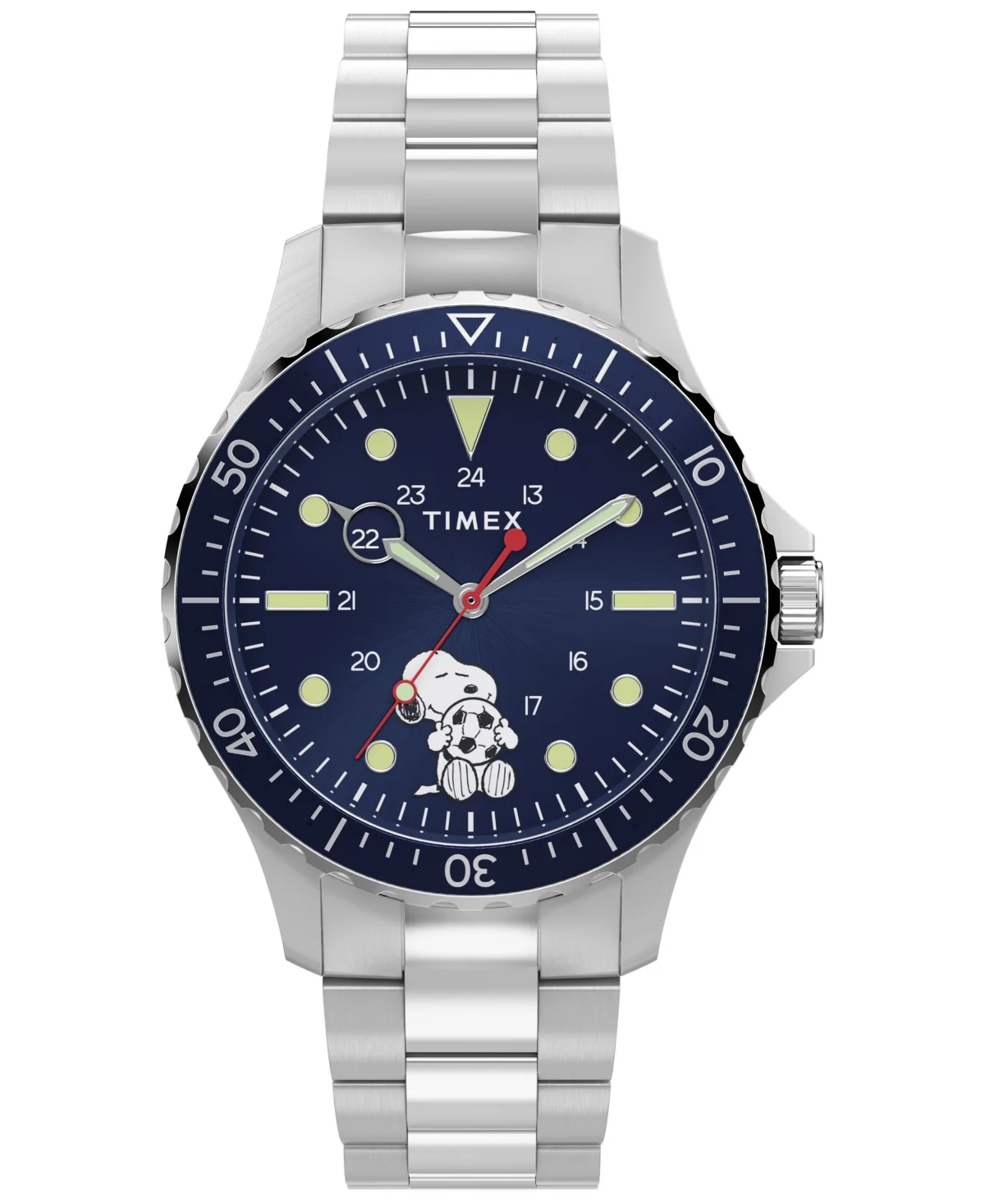 Quartz Snoopy Sport Silver-Tone Stainless Steel Watch 41mm by Timex