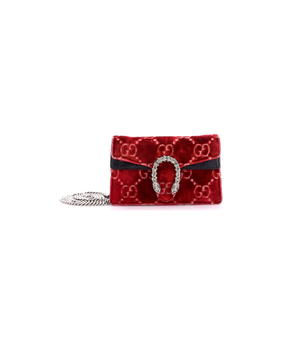 Pre-Owned Gucci Super Mini Dionysus Bag Gg Velvet by Gucci