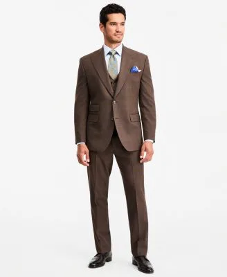 Classic Fit Brown Plaid Suit Separates by Tayion Collection