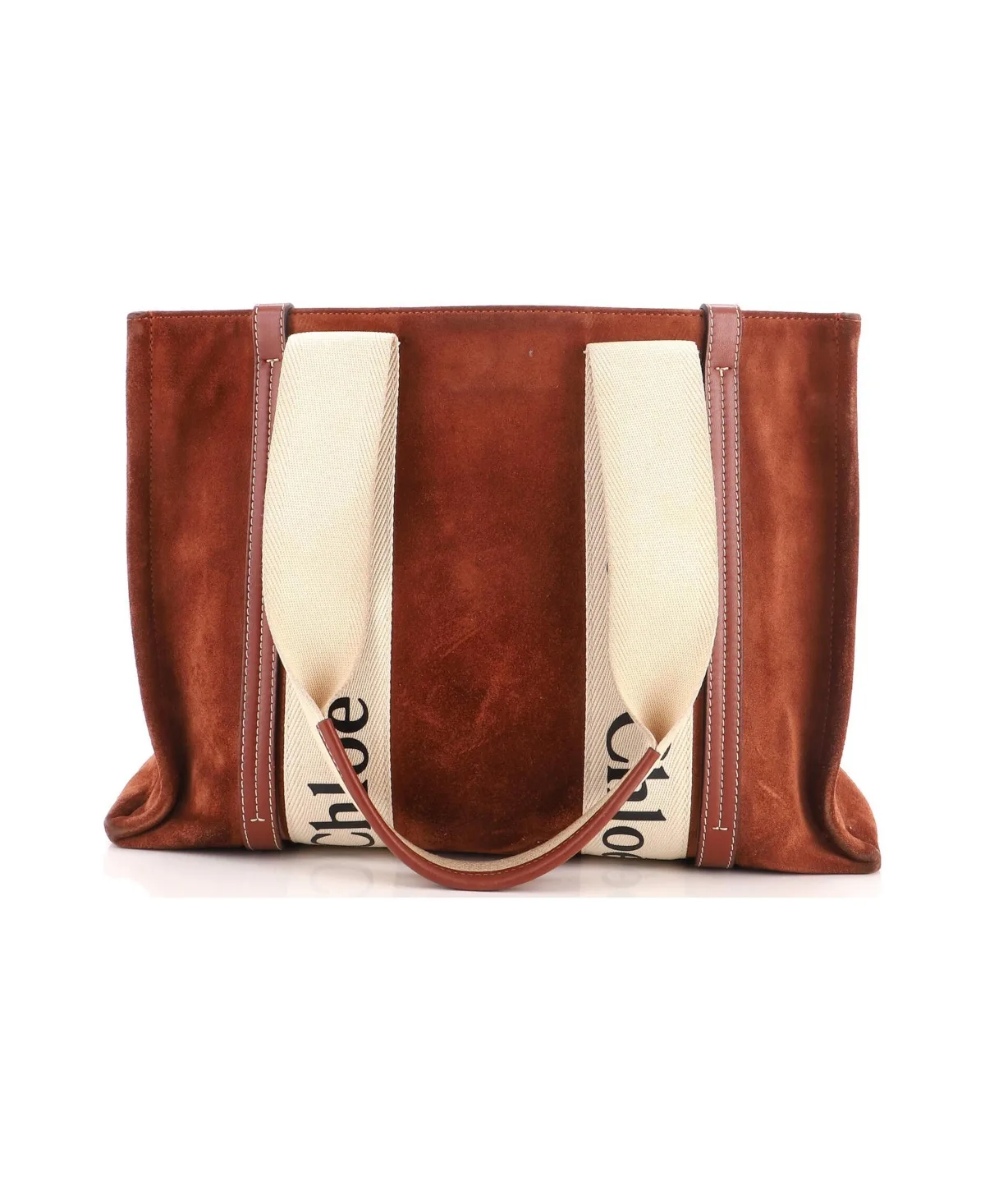 Pre-Owned Chloe Medium Woody Tote Suede with Canvas by Chloé