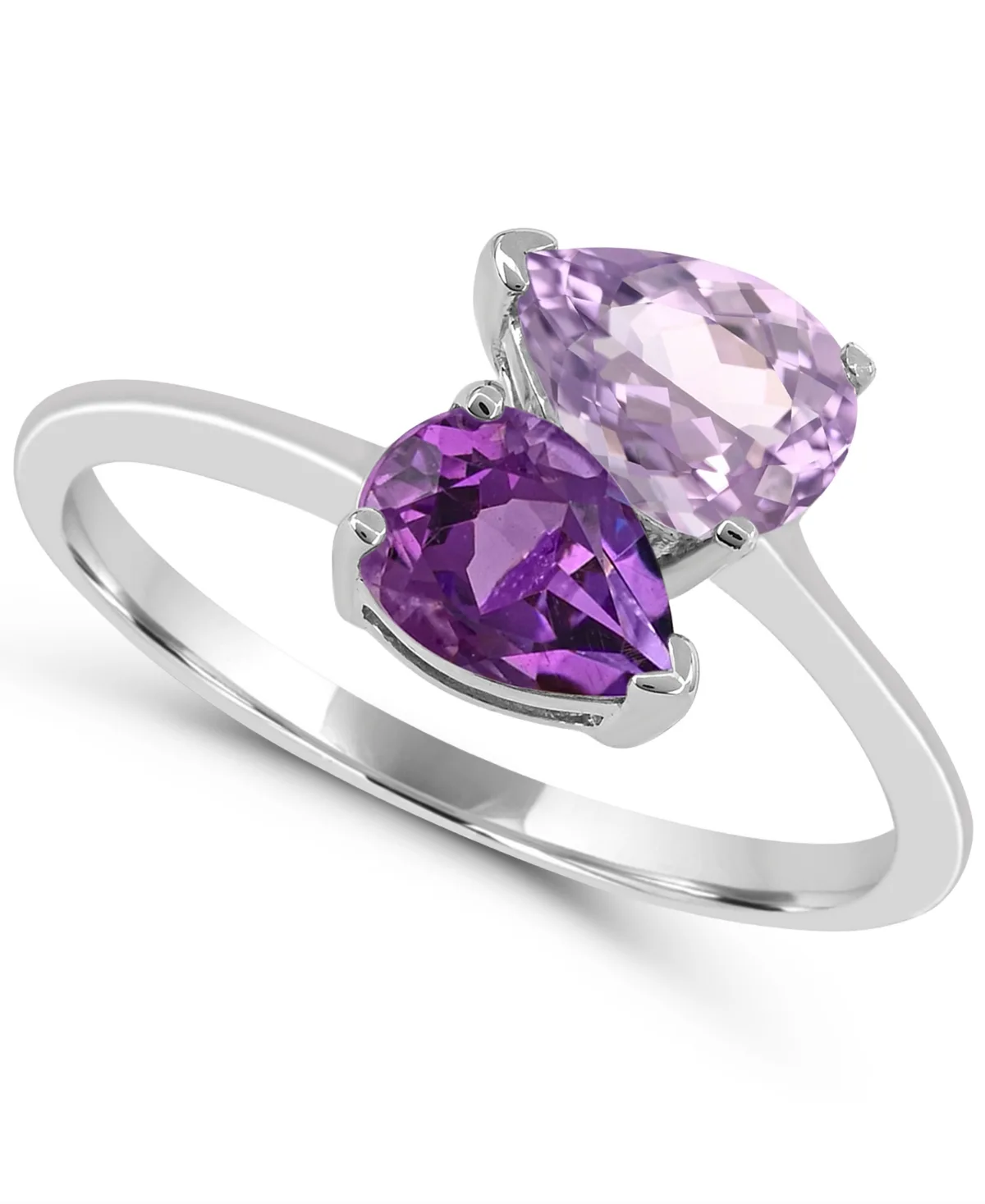 Amethyst and Rose De France Teardrop High Polished Ring (1/2 ct. t.w. Amethyst, 1/2 ct. t.w. Rose De France) in Sterling Silver by Macy's