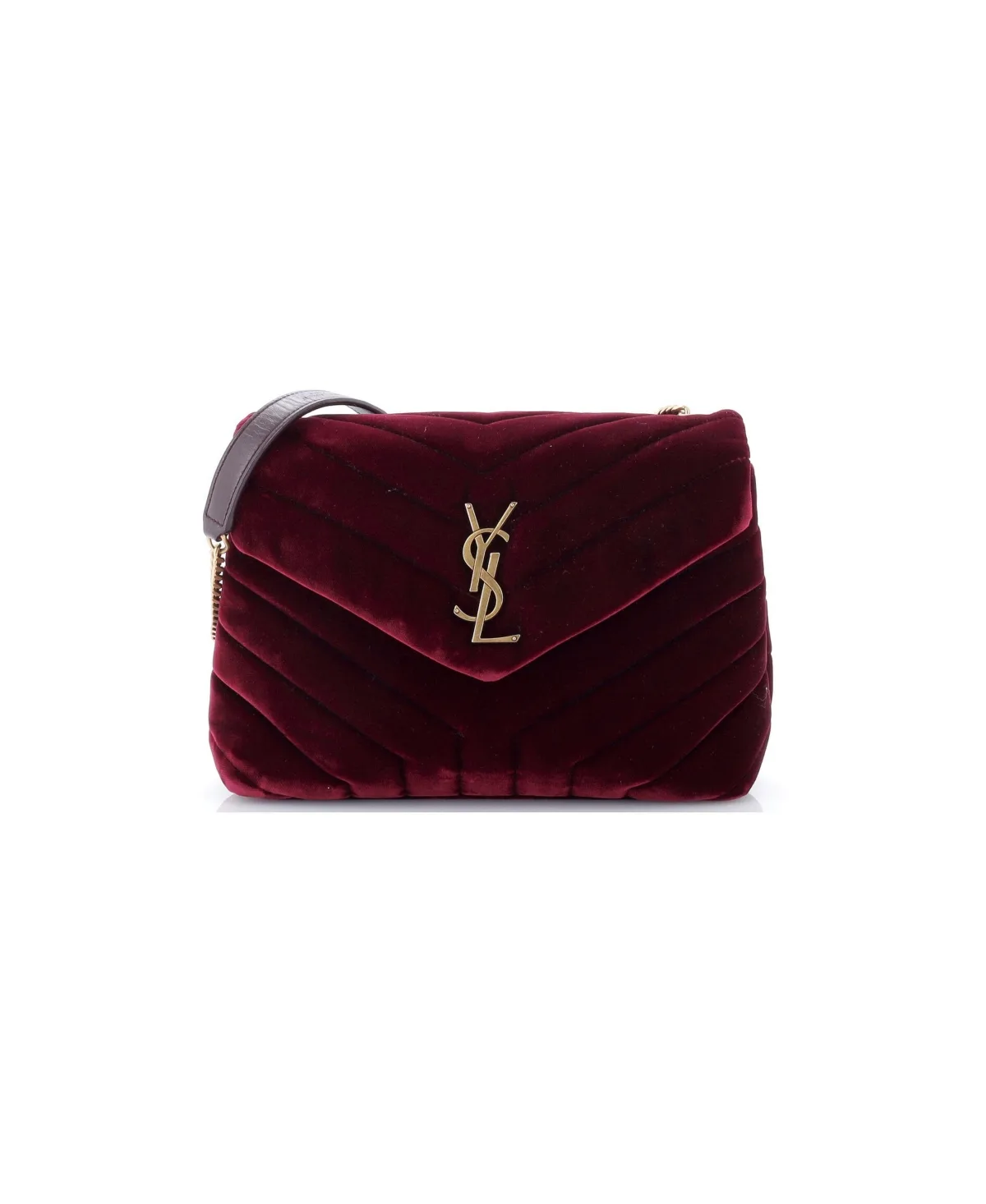 Pre-Owned Saint Laurent Small Loulou Shoulder Bag Matelasse Chevron Velvet by Saint Laurent