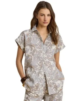 Buttoned Placket Short Sleeve Shirt by Ralph Lauren