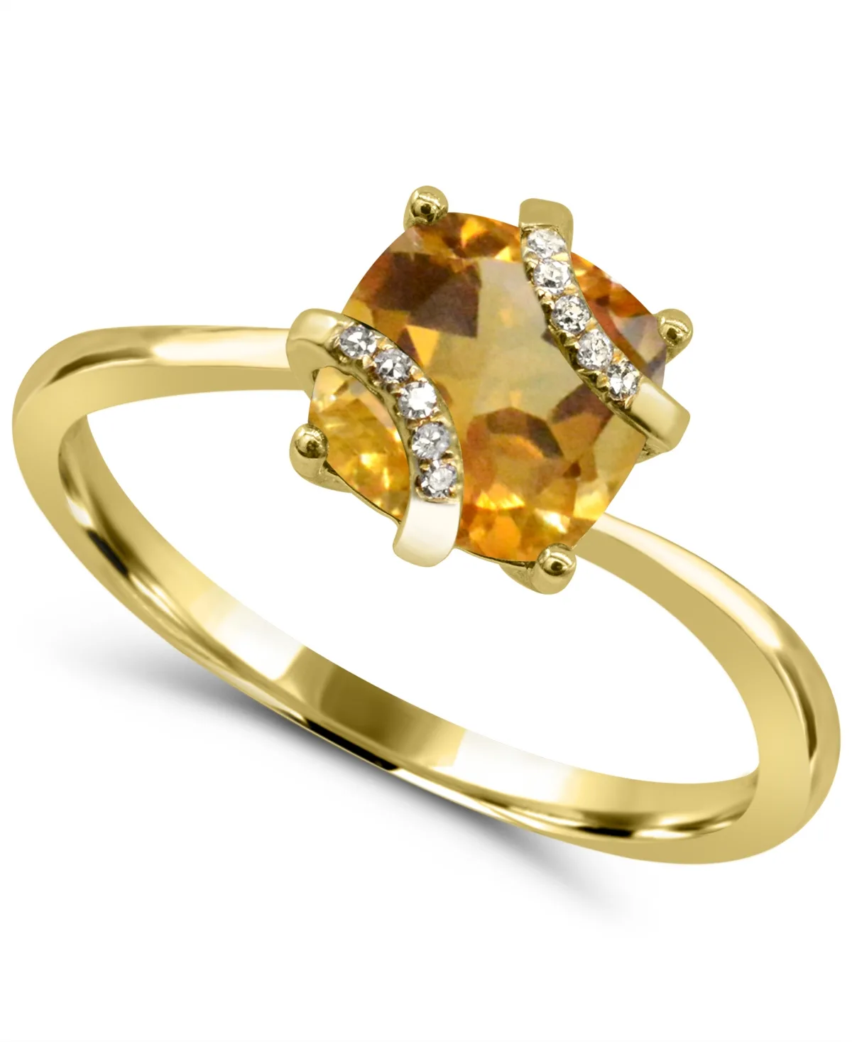 Citrine (1-1/10 ct. t.w.) and Diamond Accent Ring in 14k Gold-Plated Sterling Silver