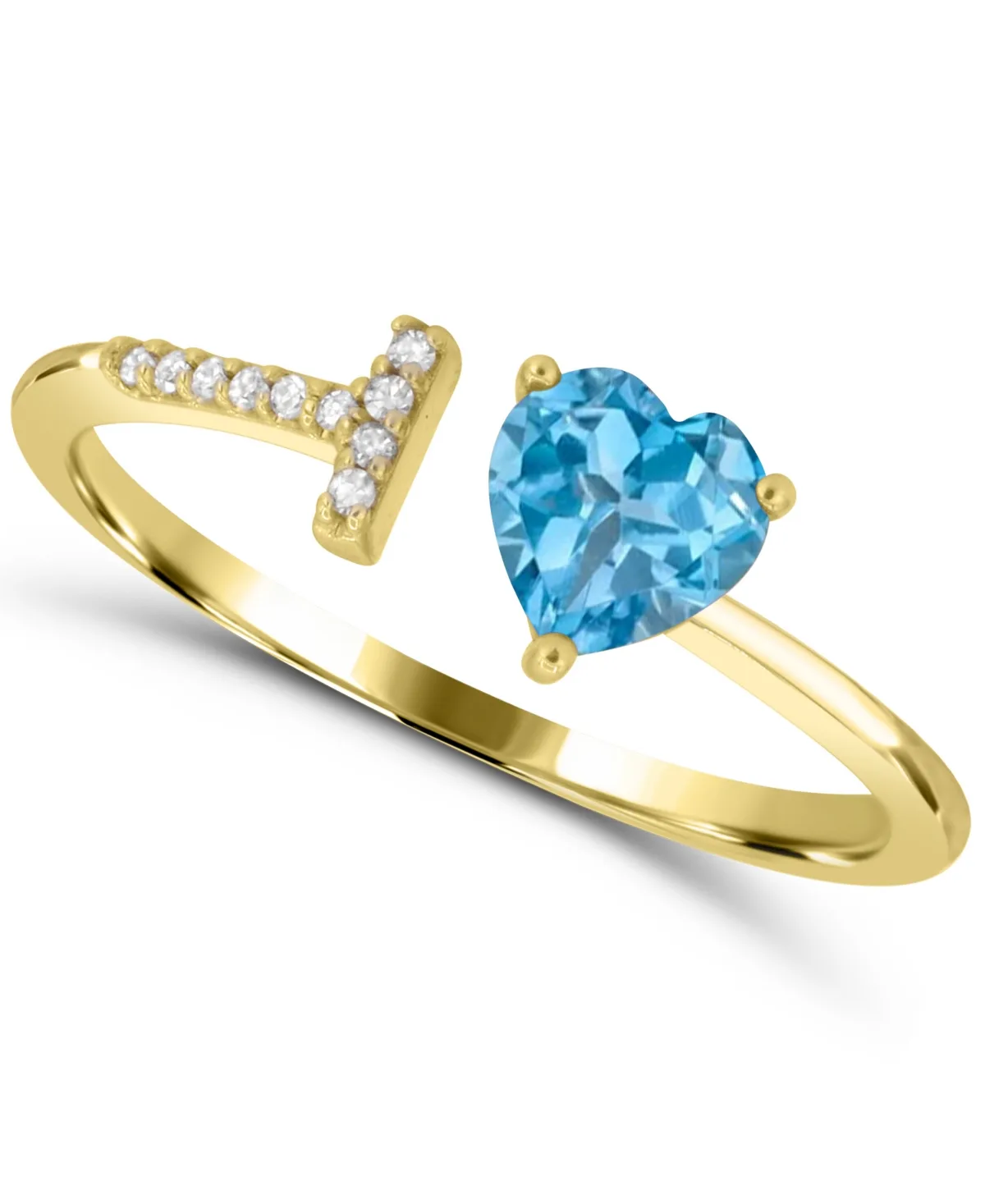 Swiss Blue Topaz (3/8 ct. t.w.) and Diamond (1/20 ct. t.w.) in 14k Gold-Plated Sterling Silver by Macy's