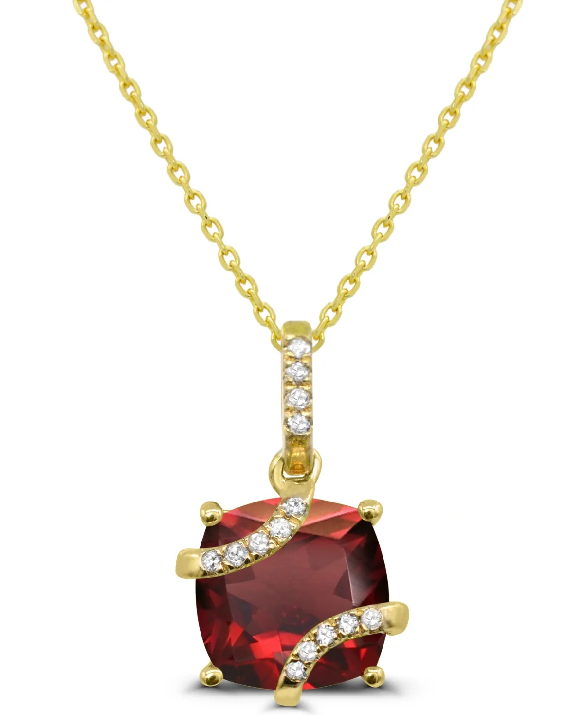Garnet (1-1/3 ct. t.w.) and Diamond Accent Pendant Necklace in 14k Gold-Plated Sterling Silver by Macy's