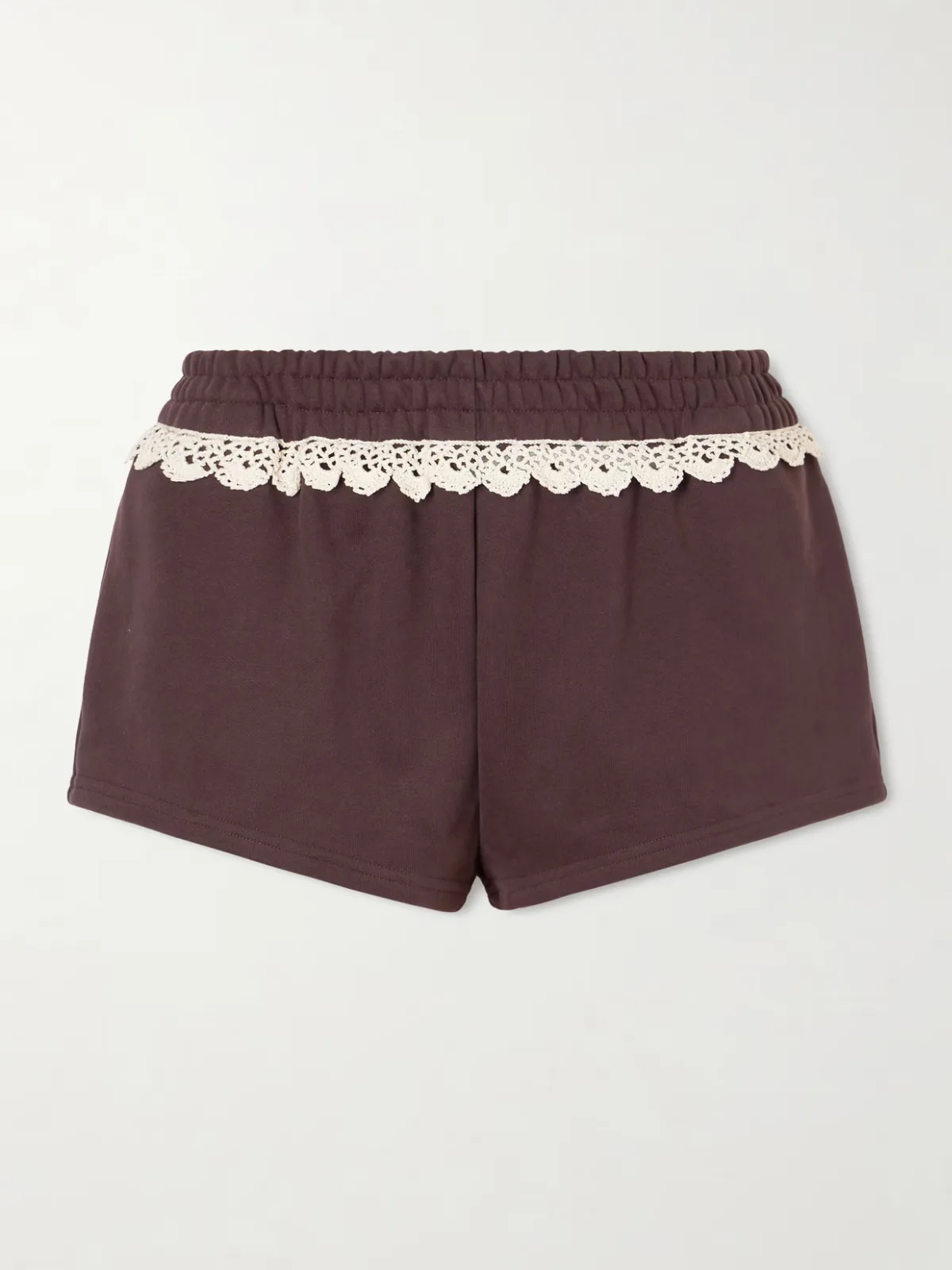 - Lace-trimmed Cotton-jersey Shorts -