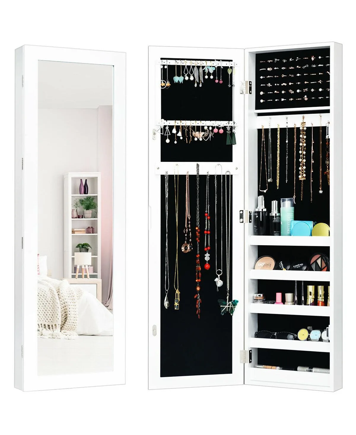 Hanging Mirrored with Velvet Lining, Jewelry Cabinet by Mecale