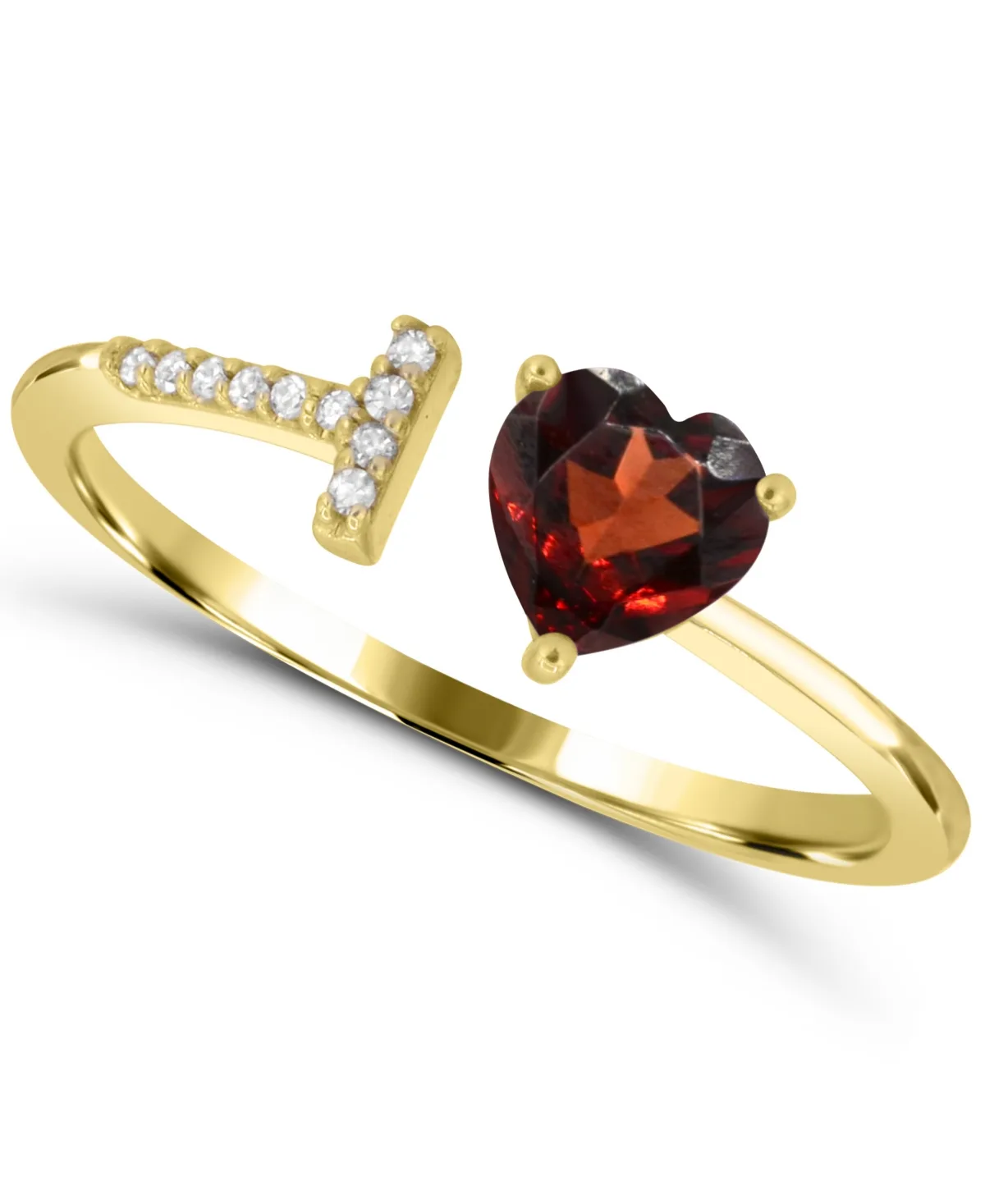 Garnet and Diamond Ring (1/2 ct. t.w. Garnet, 1/20 ct. t.w. Diamond) in 14k Gold-Plated Sterling Silver