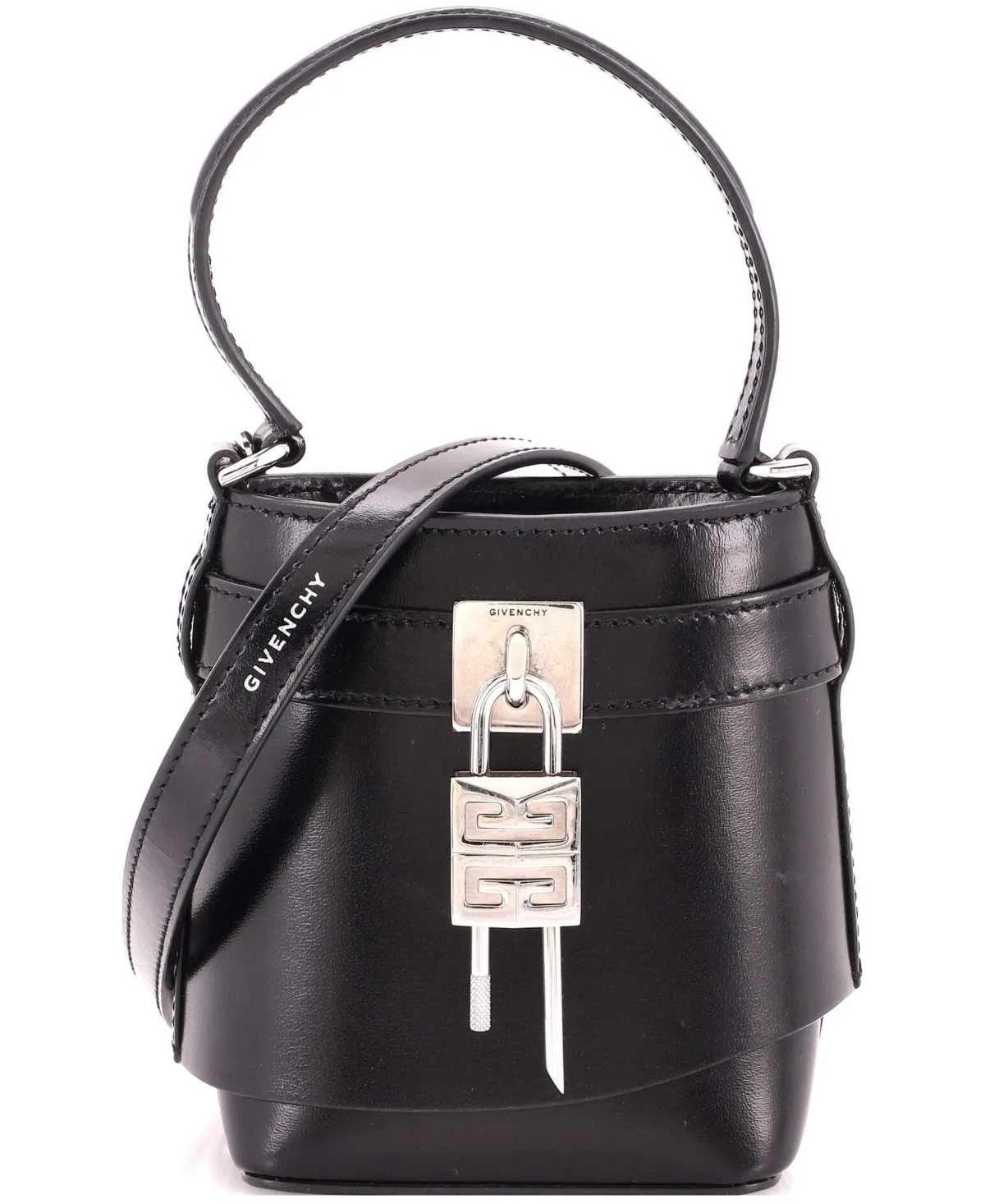 Pre-Owned Givenchy Micro Gv Shark Lock Bucket Bag Leather by GIVENCHY