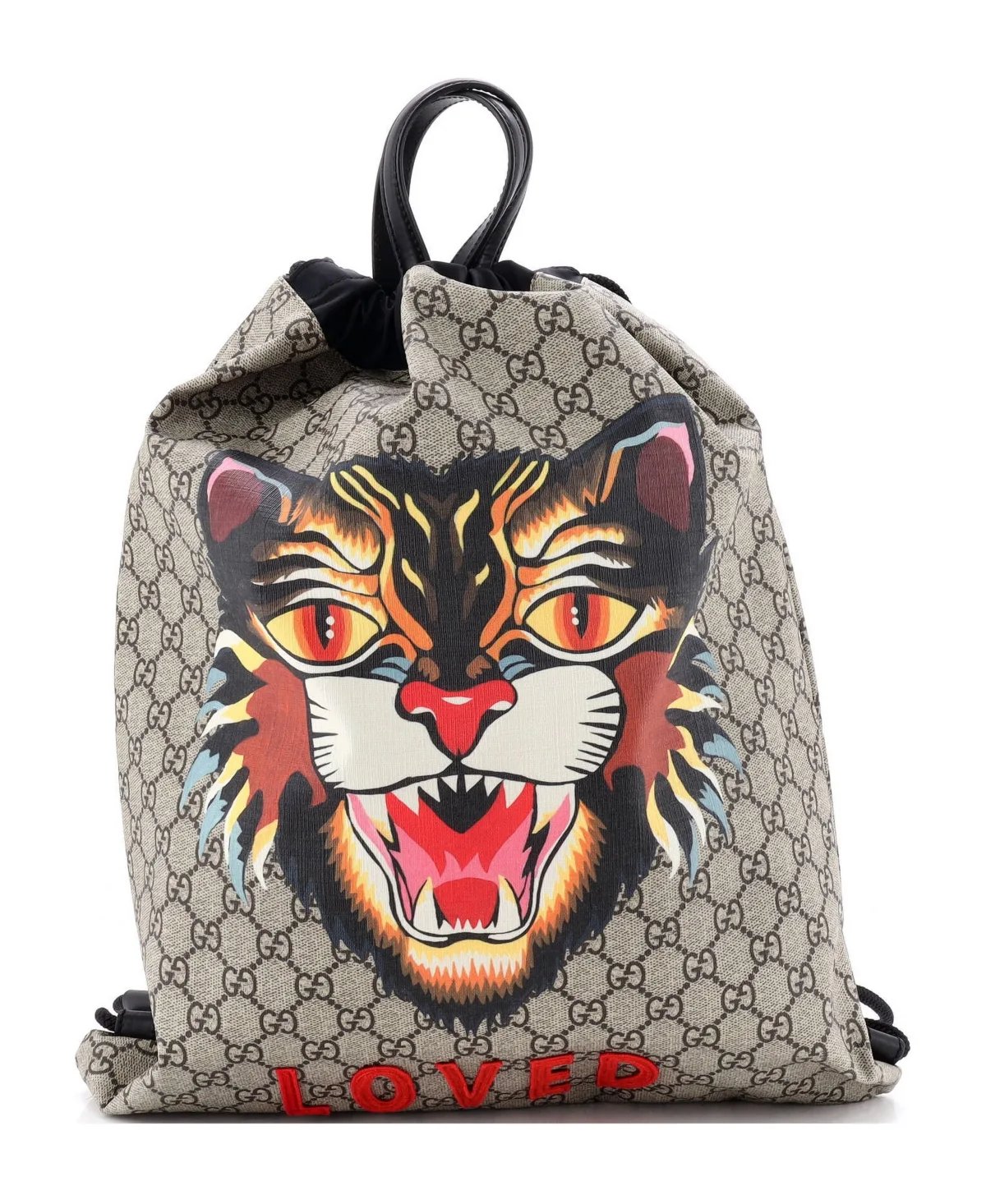 Pre-Owned Gucci Large Drawstring Backpack Printed Gg Coated Canvas by Gucci